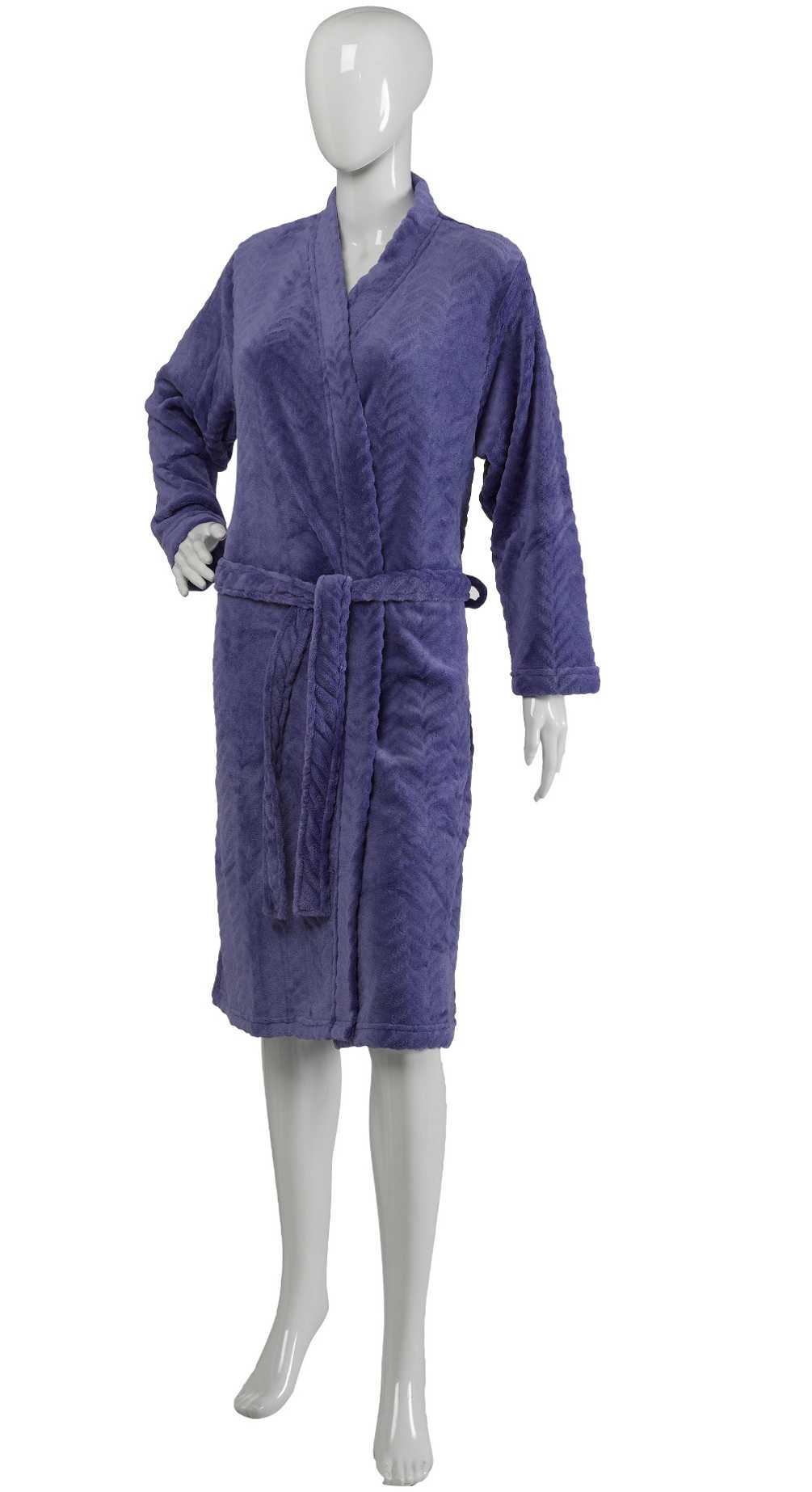 Slenderella Ladies Zig Zag Design Dressing Gown Super Soft Fleece Wrap Bathrobe - Picture 22 of 31