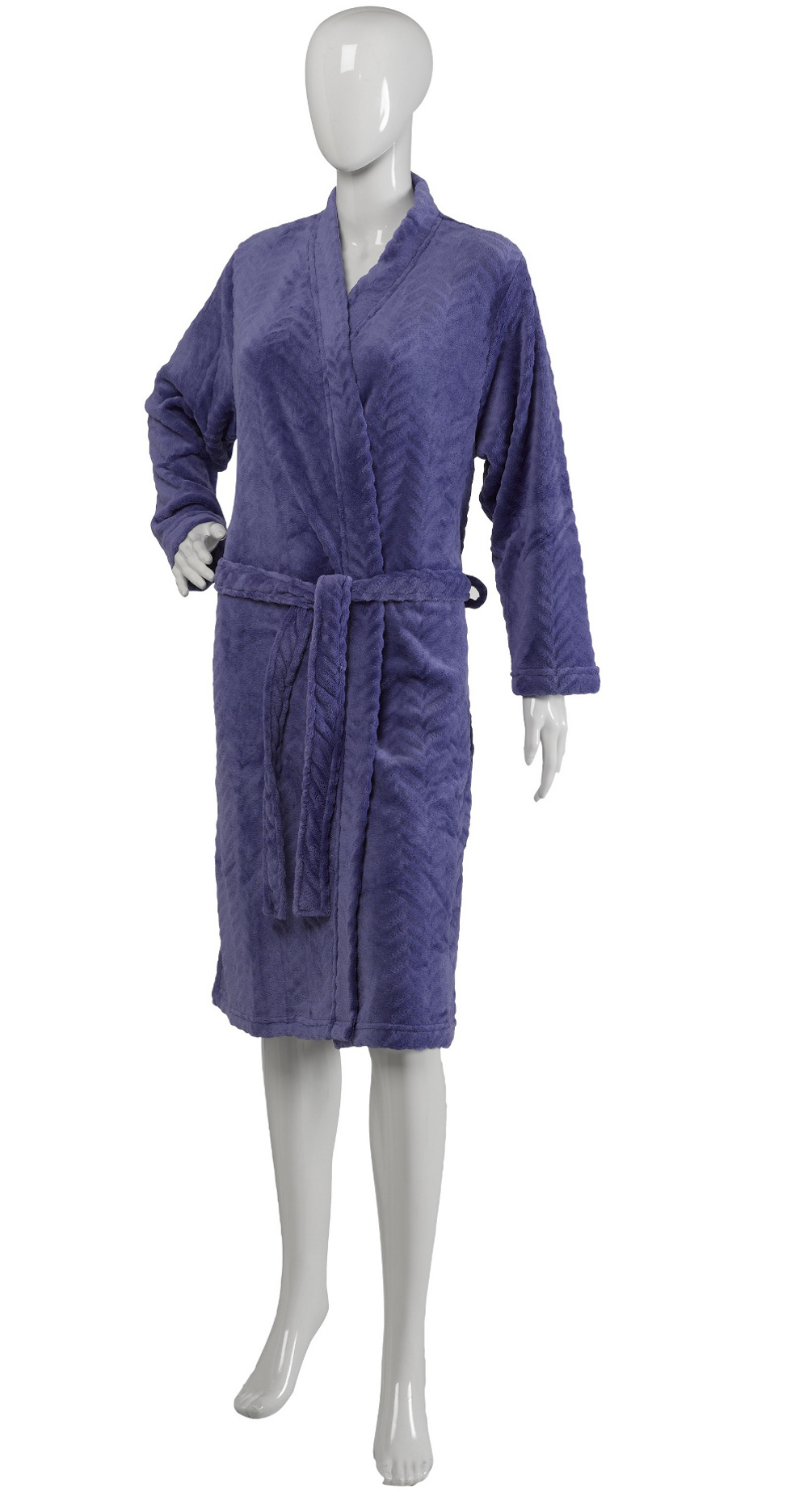 Slenderella Ladies Zig Zag Design Dressing Gown Super Soft Fleece Wrap Bathrobe - Picture 23 of 31