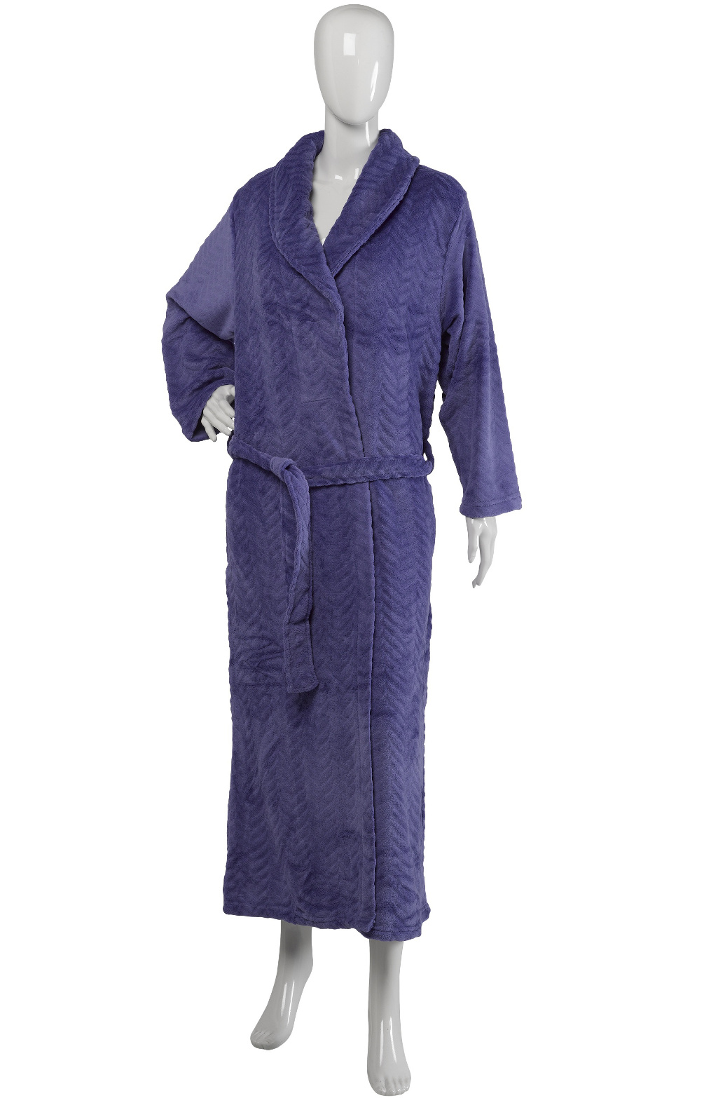 Slenderella Ladies Zig Zag Design Dressing Gown Super Soft Fleece Wrap Bathrobe - Picture 20 of 31