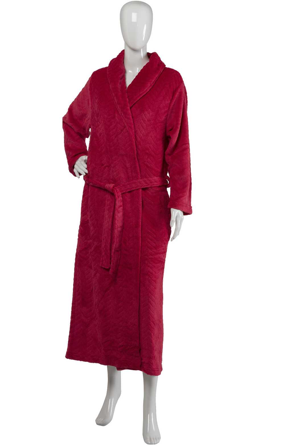 Slenderella Ladies Zig Zag Design Dressing Gown Super Soft Fleece Wrap Bathrobe - Picture 25 of 31