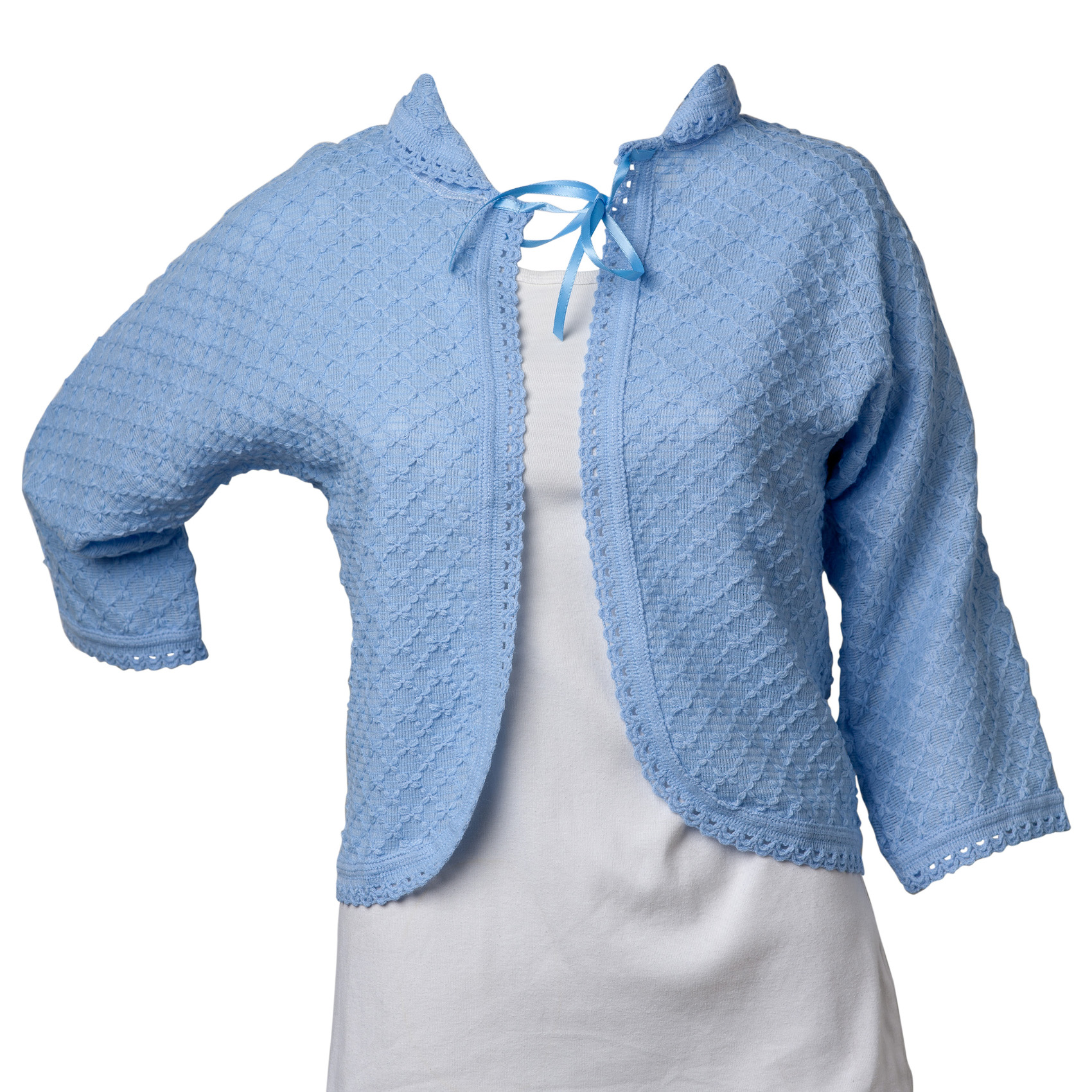 Bed Jacket Womens Crochet Trim Peter Pan Collar Cardigan Slenderella Nightwear