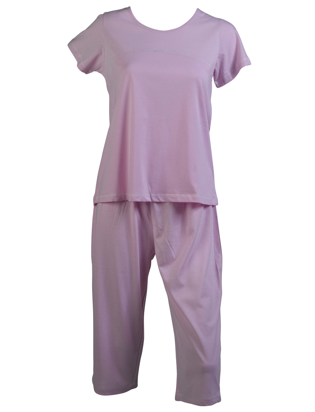Ladies Slenderella Pyjamas Spotty Short Sleeve Polka Dot Top 3/4 Bottoms PJs Set - Picture 10 of 10