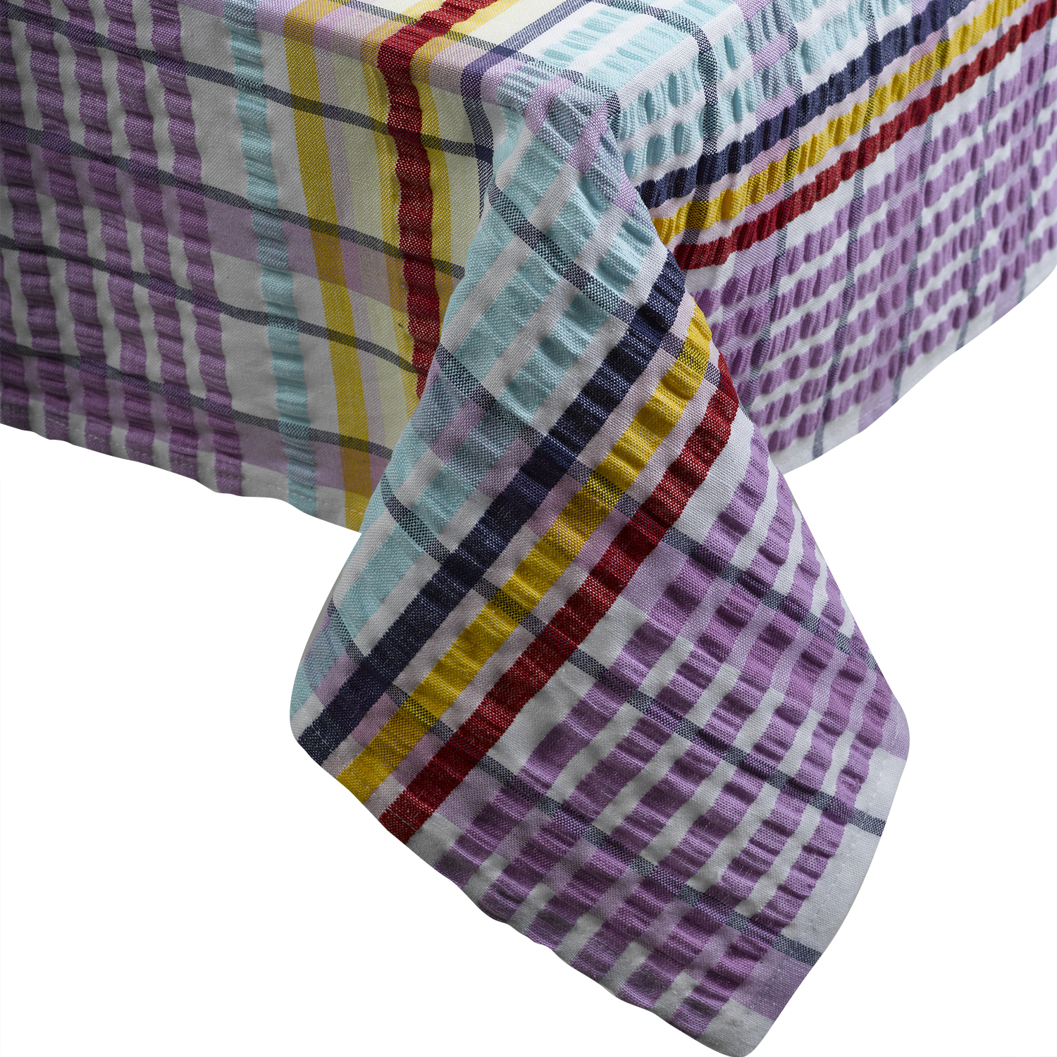 Traditional Bright Seersucker Table Cloth 100% Cotton Checked Dining Room Linen - Picture 31 of 31