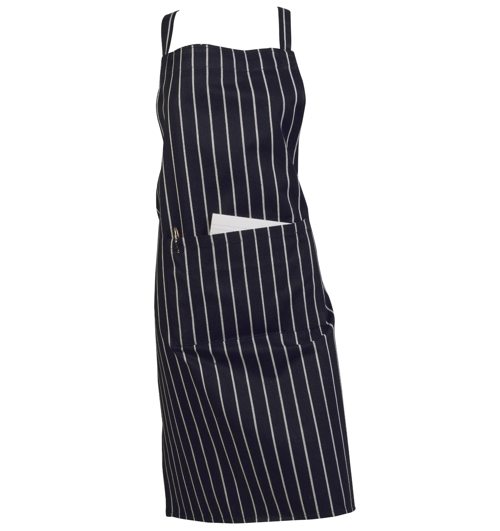 Profi Gastronomie Metzger Latzschürze 100% Baumwolle Webstreifen mit Tasche - Bild 8 von 13