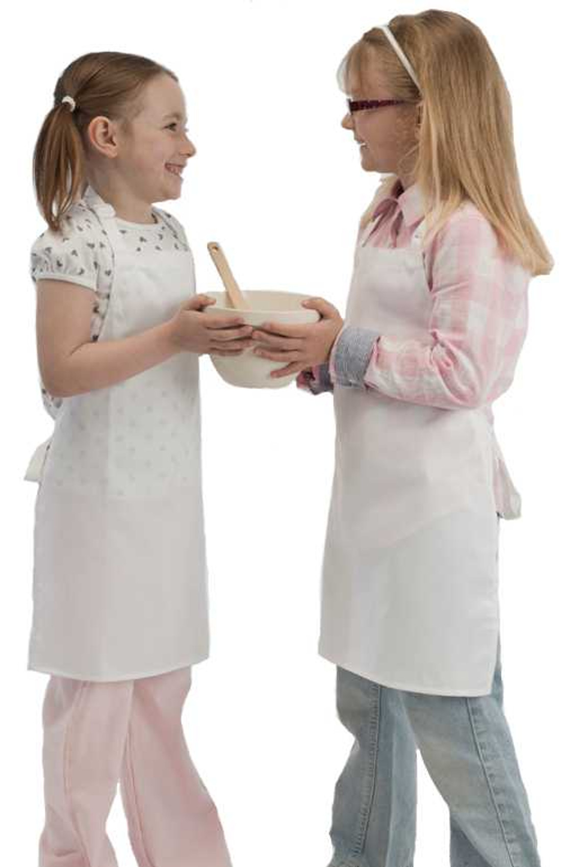 Grembiule Bavaglino Bianco Bambini Cucina Scuola Regolabile Pinny Età 7-14 - Foto 5 di 6
