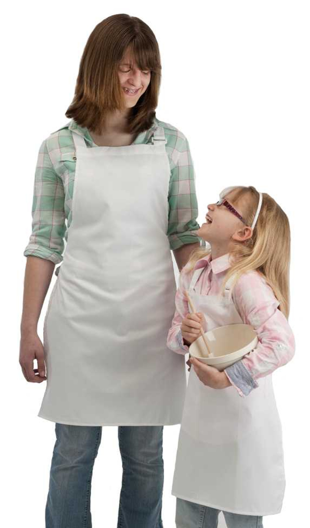 Grembiule Bavaglino Bianco Bambini Cucina Scuola Regolabile Pinny Età 7-14 - Foto 3 di 6