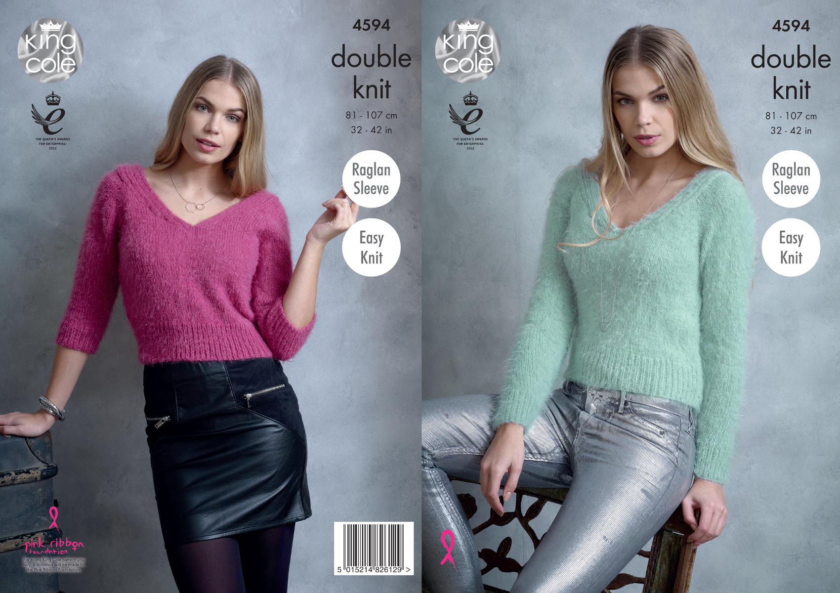 King Cole 4594 Knitting Pattern Womens Sweaters in King Cole Embrace DK