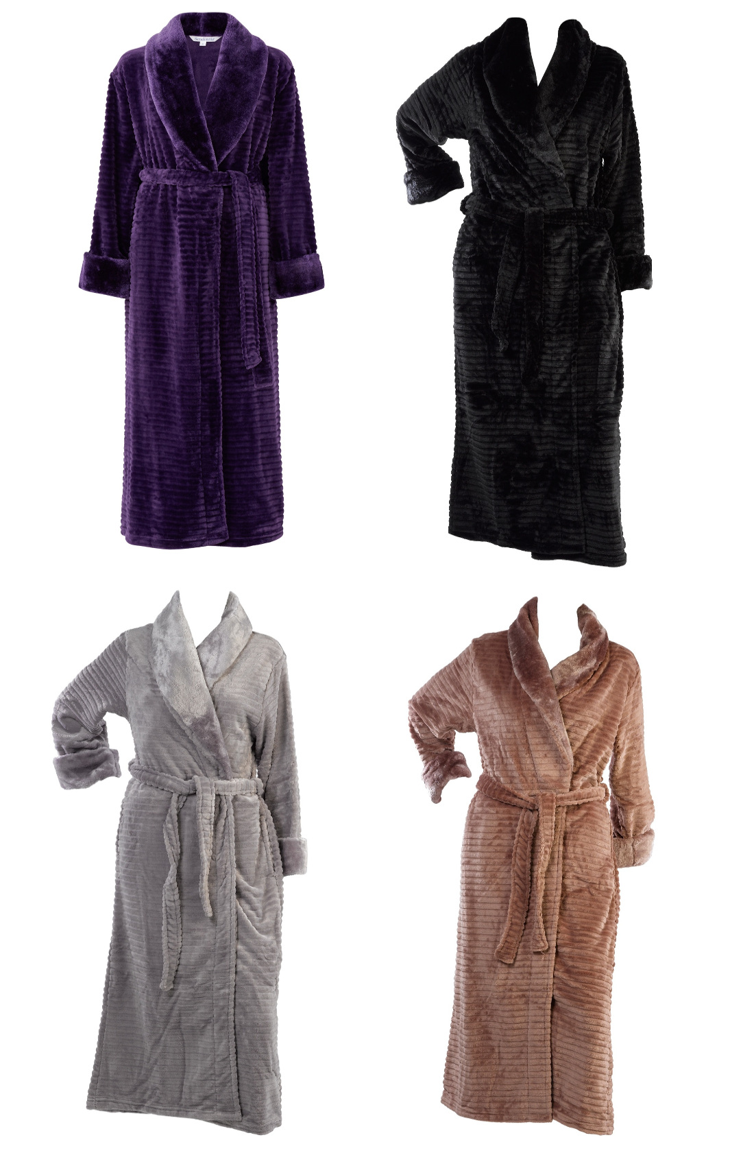 Ribbed fleece dressing gown Clearance
