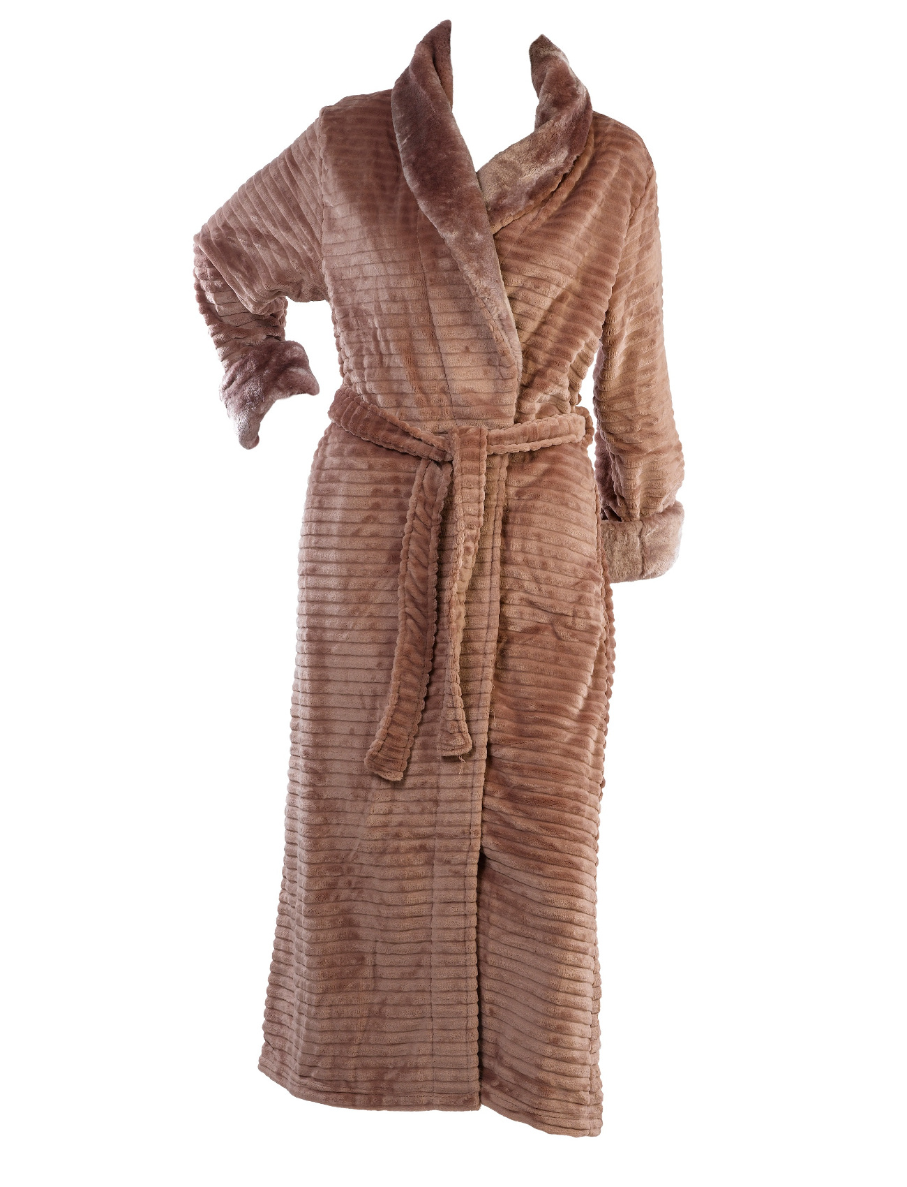 Ribbed fleece dressing gown Clearance