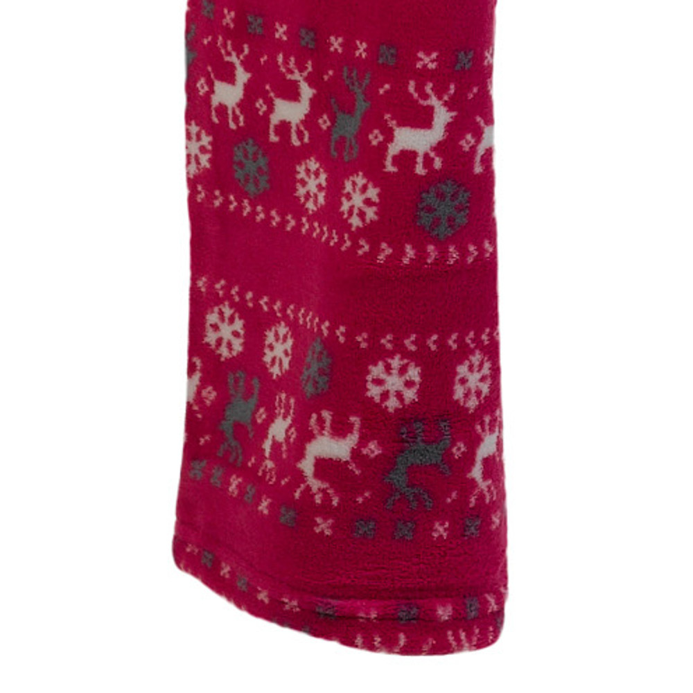 Pyjamas Womens Fairisle Reindeer Pattern PJs Soft Fleece Long Sleeve Top Bottoms
