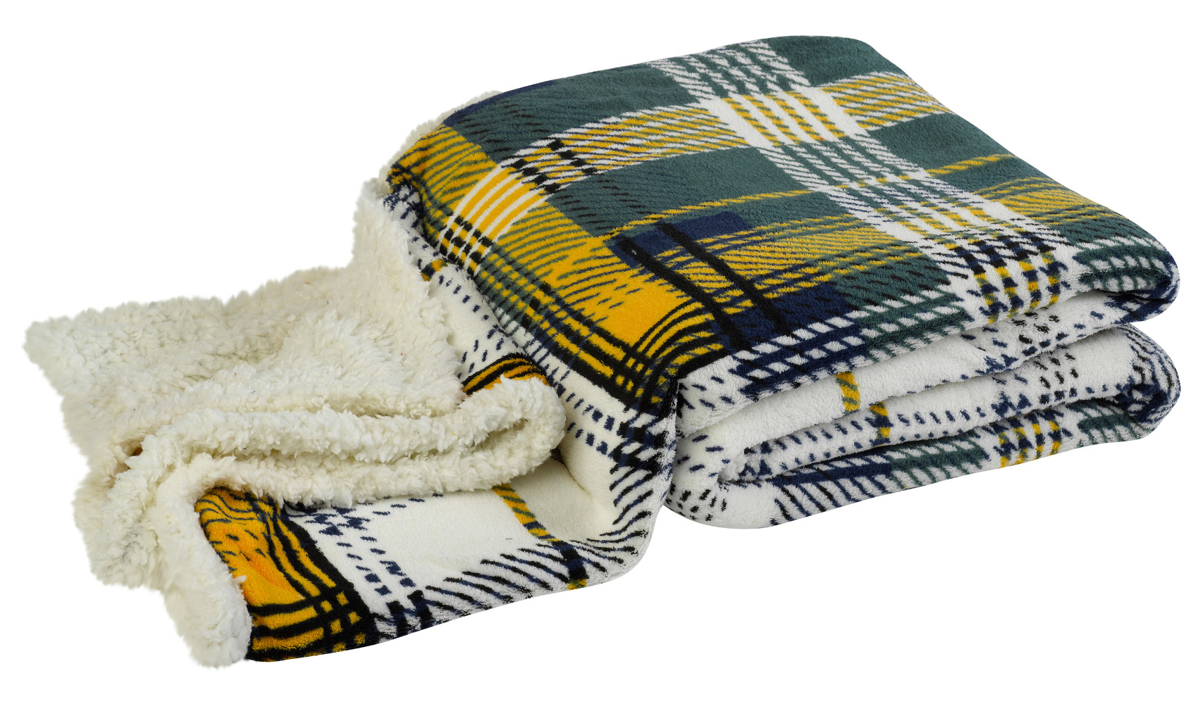 Super Soft Sherpa Fleece Checked Throw Over Reversible Bed Blanket 50