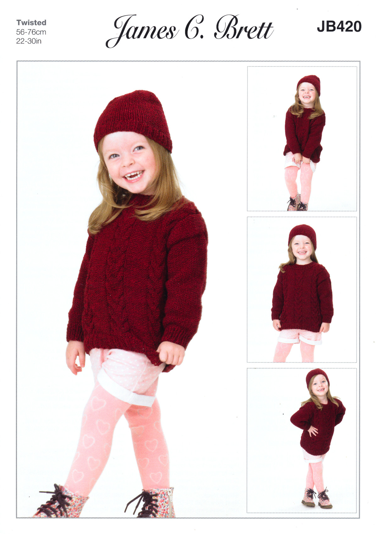 James Brett Chunky Knitting Pattern Boys V Neck Cabled Cardigan /& Sweater JB381