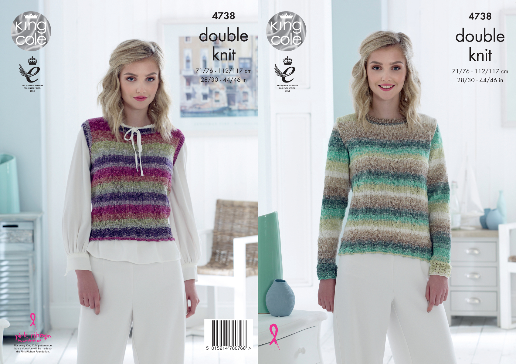 King Cole Ladies Double Knitting Pattern Womens Crossover Jumper /& Slipover 4929
