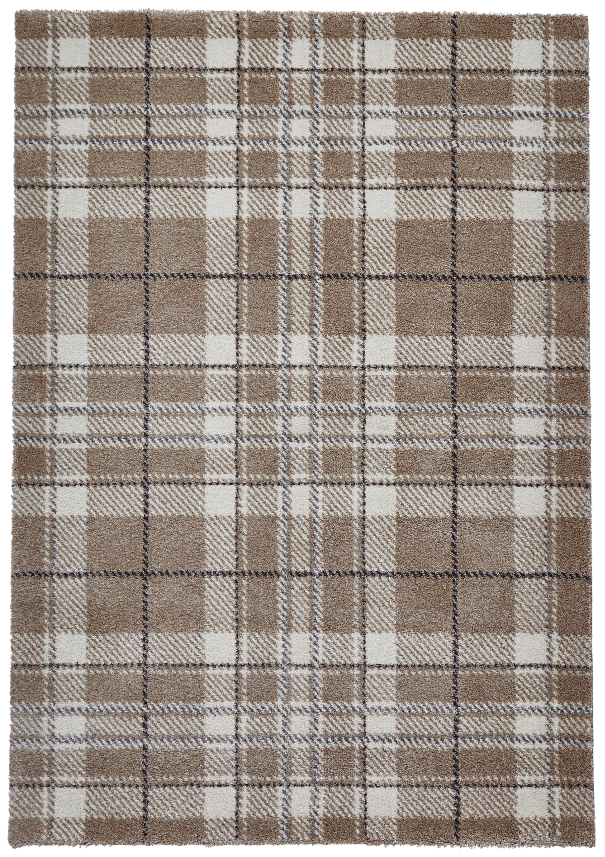 Sand Tartan Checked Rug 100% Polypropylene Check Design Mat Neutral ...