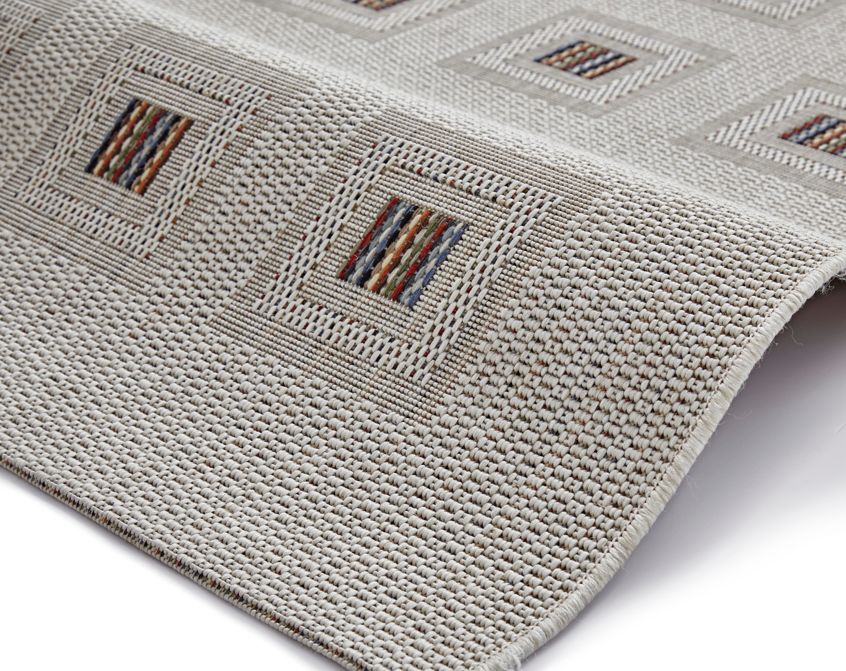 Squares Pattern Rug Flat Weave Polypropylene Neutral Vegas Floor Mat Flat Weave Polypropylene Care Instructions Professional Clean