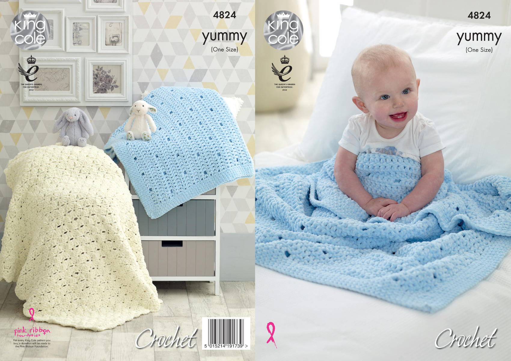 King Cole Knitting Pattern Baby Blanket Chunky Yummy Yarn 4822