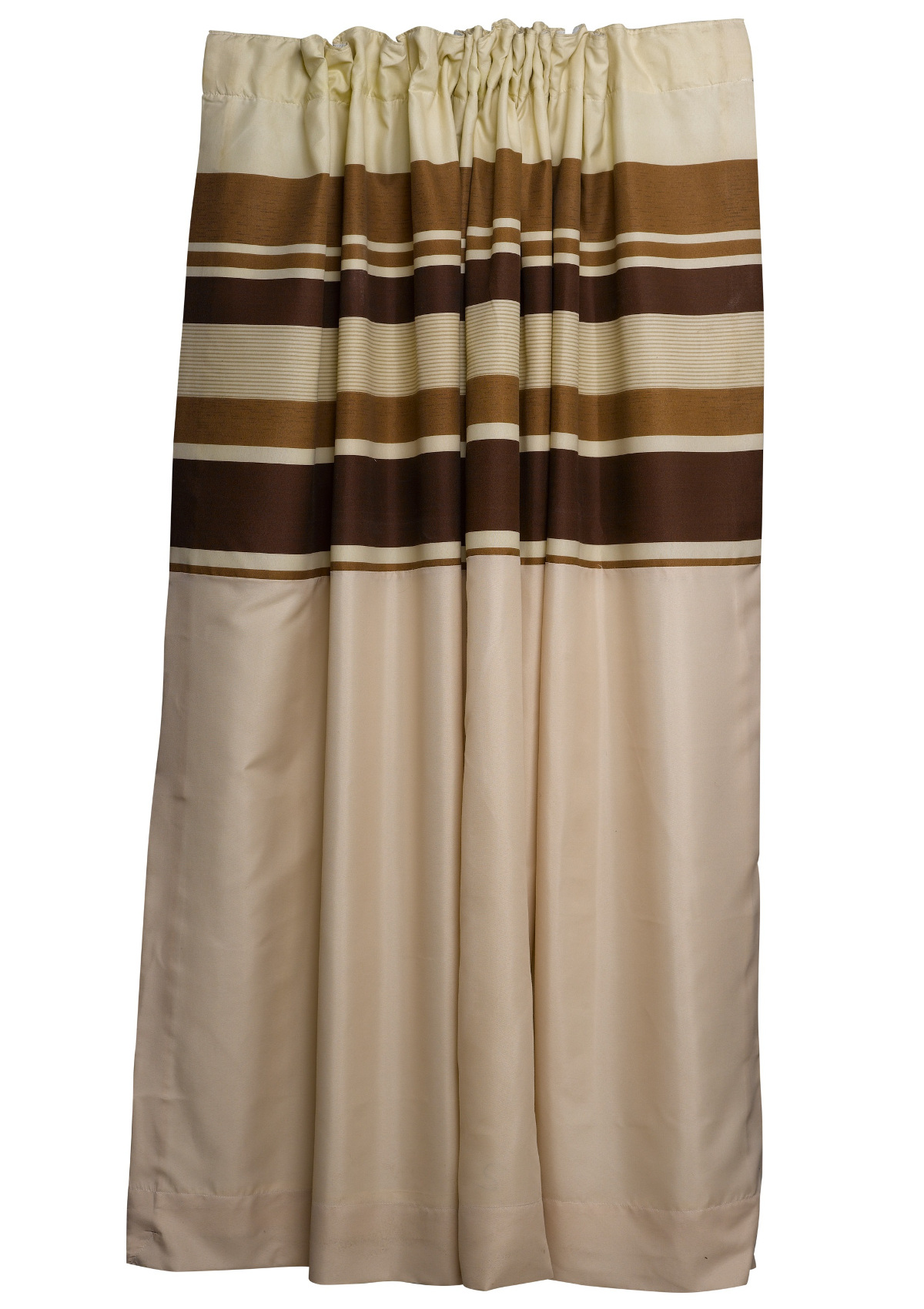 Brown Striped Fully Lined Pair Of Curtains Ready Made Pencil Pleat