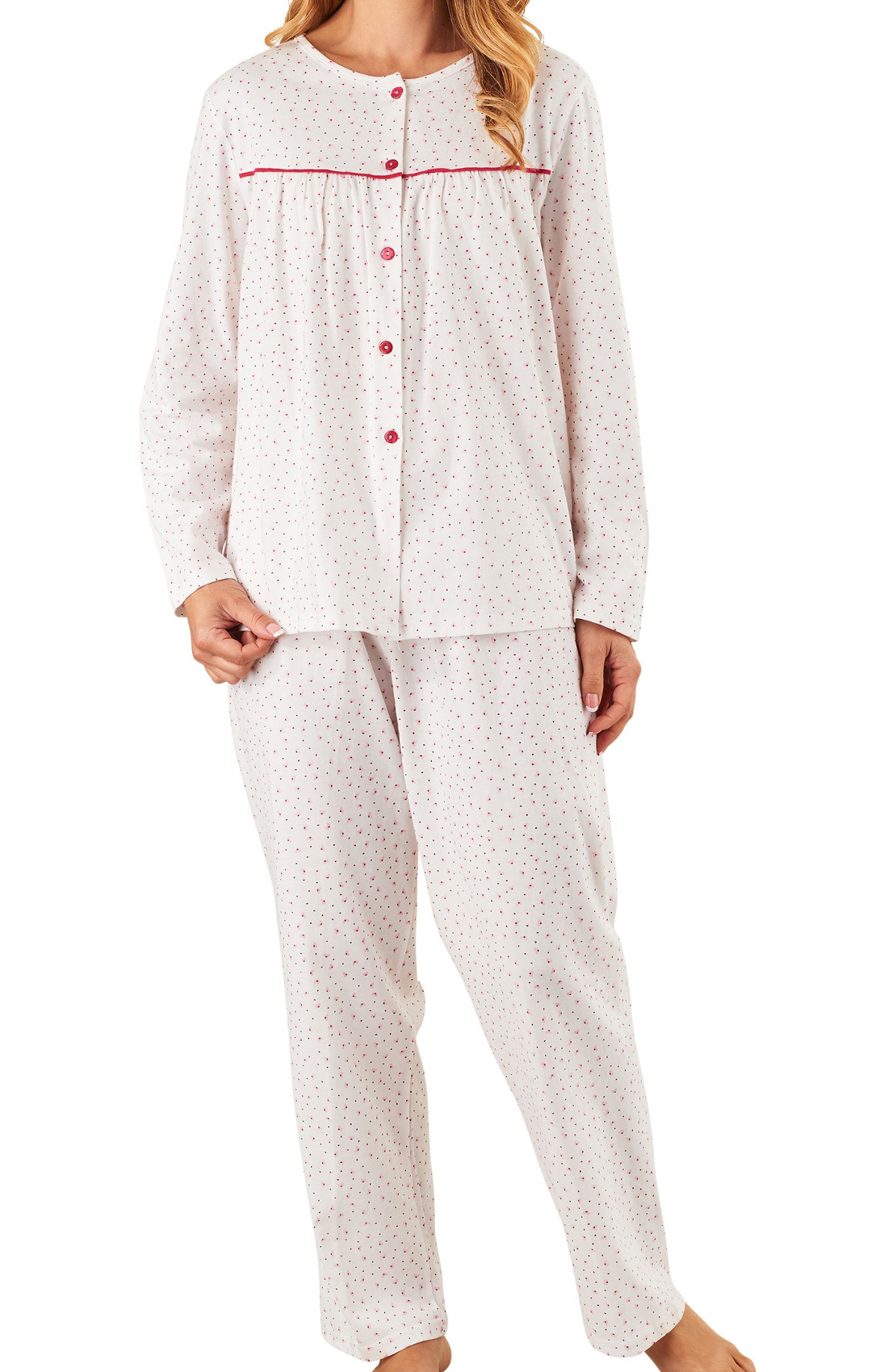 Ladies Pyjamas Slenderella Womens Ditsy Heart Print 100 Jersey Cotton