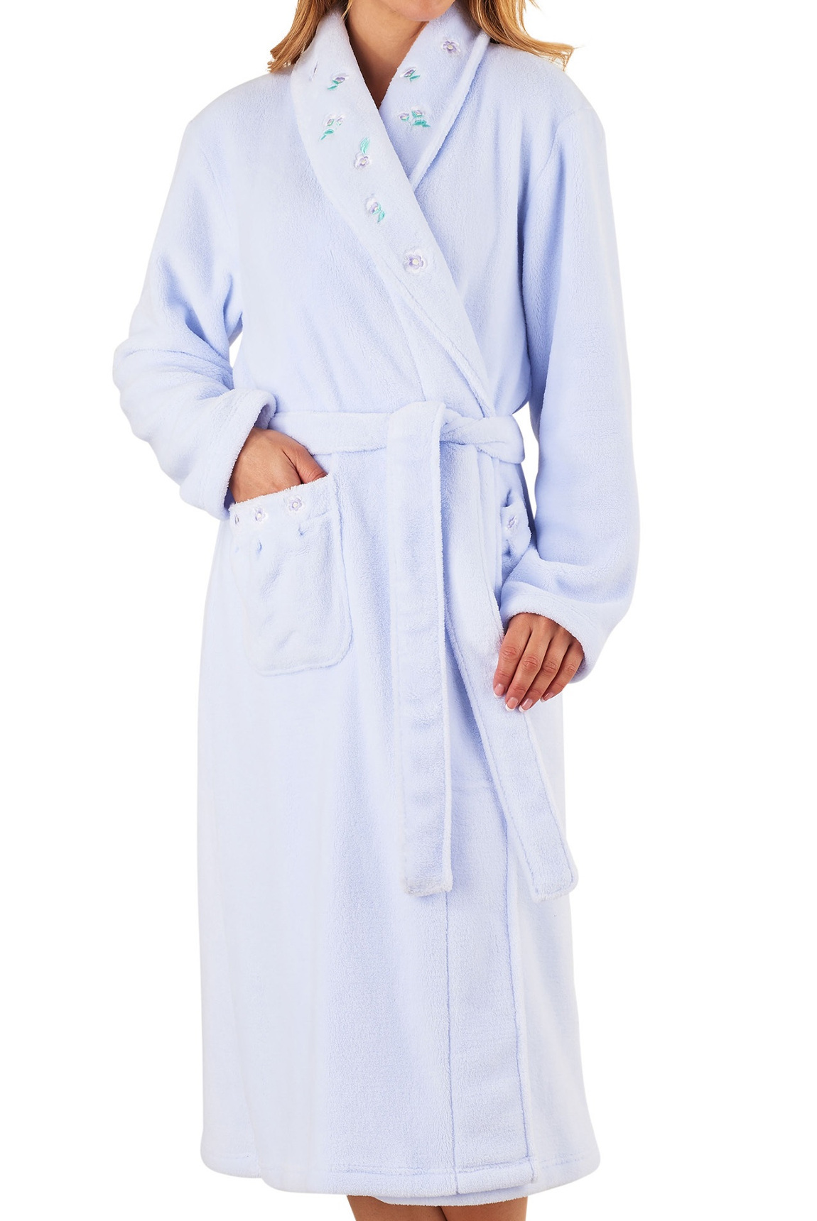 Dressing Gown Womens Floral Shawl Collar Coral Fleece Robe Slenderella Housecoat - Picture 10 of 15