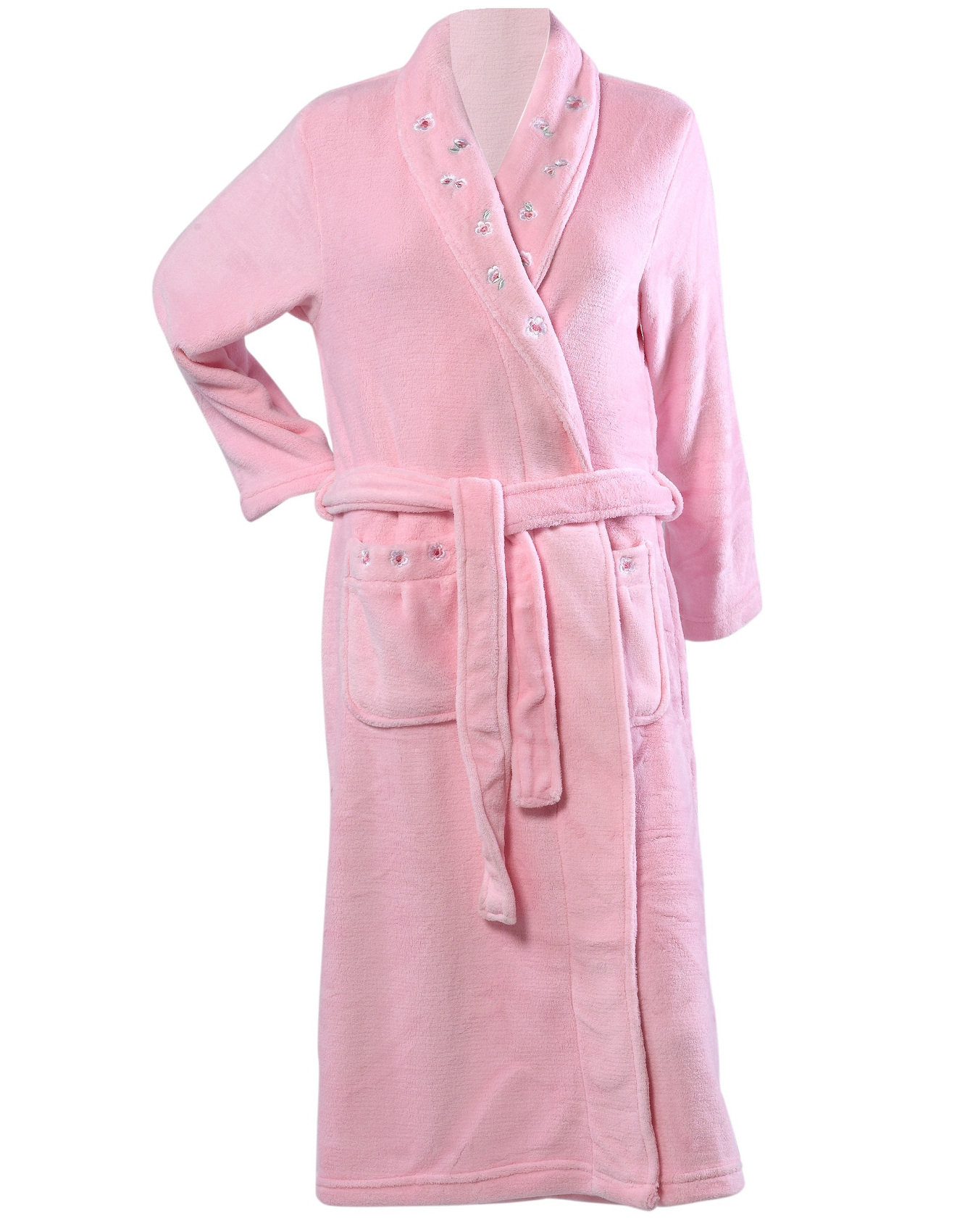 Dressing Gown Womens Floral Shawl Collar Coral Fleece Robe Slenderella Housecoat - Picture 13 of 15