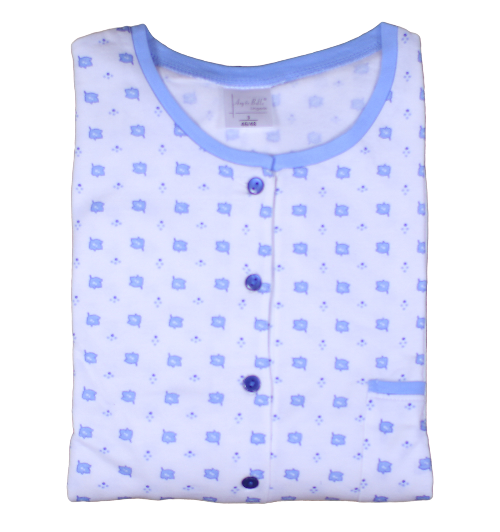 Ladies Nightdress Jersey Cotton Long Sleeved Leaf & Polka Dot Nightie - Picture 11 of 18