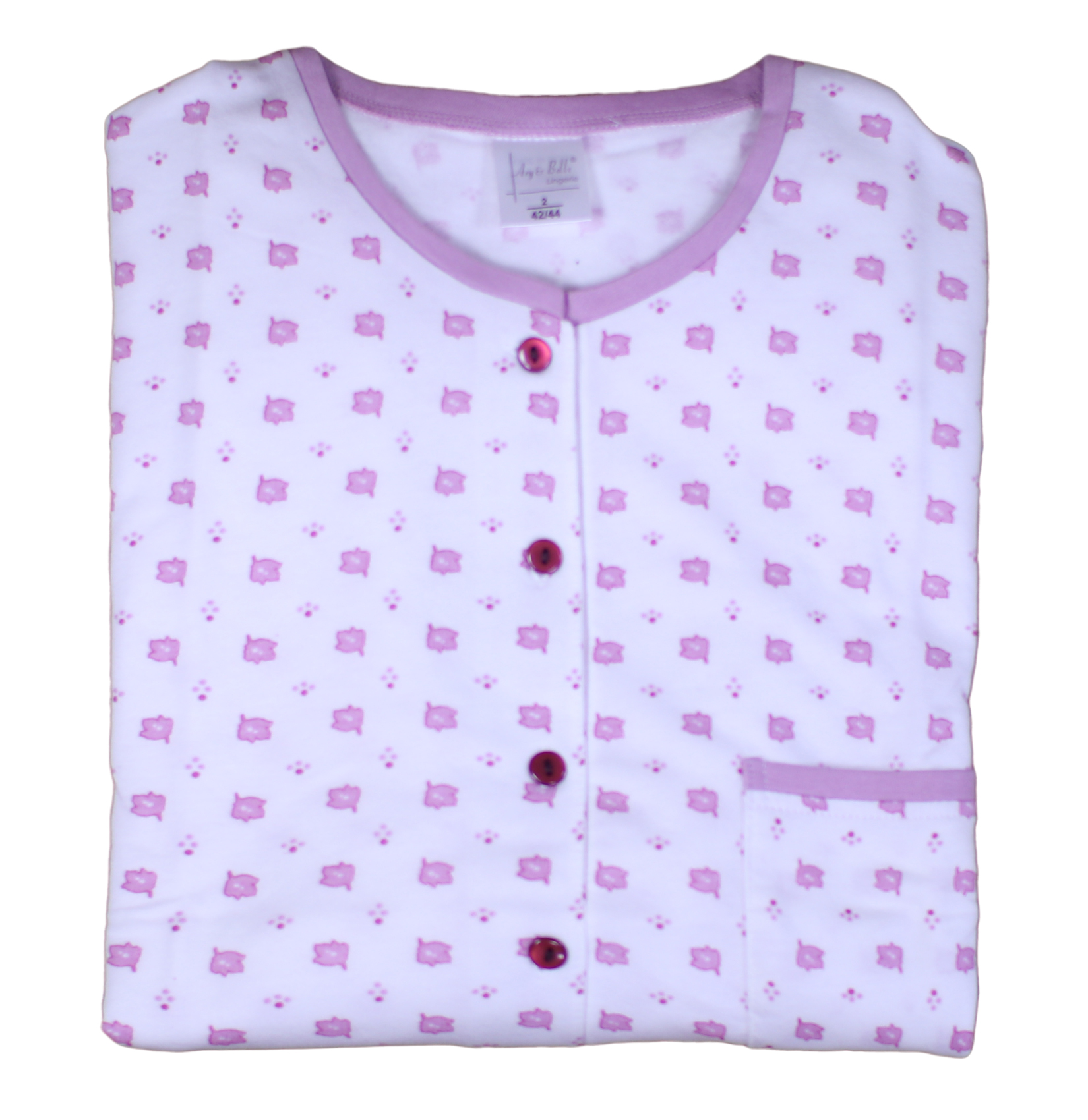 Ladies Nightdress Jersey Cotton Long Sleeved Leaf & Polka Dot Nightie - Picture 15 of 18
