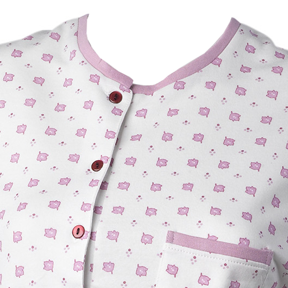 Ladies Nightdress Jersey Cotton Long Sleeved Leaf & Polka Dot Nightie - Picture 17 of 18