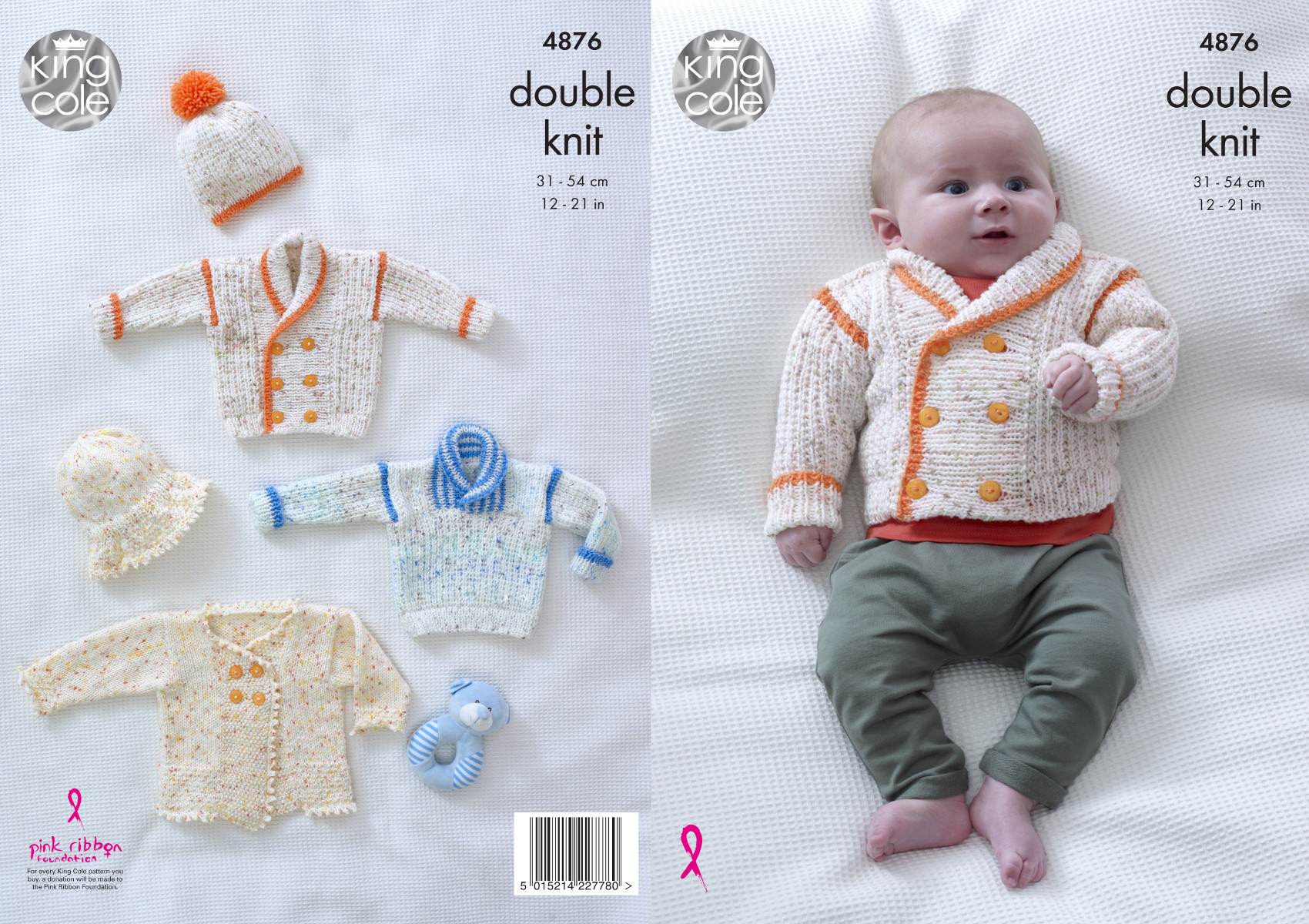 GIRL ROLL COLLAR JACKETS HAT KING COLE BIG VALUE DOUBLE KNITTING PATTERN BOY