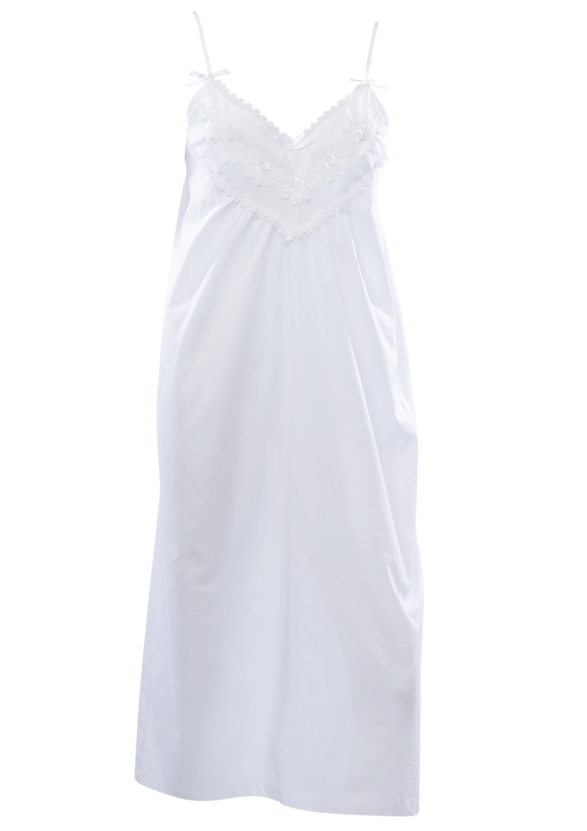 Ladies Floral Lace Nightdress White Cotton Adjustable Spaghetti Strap ...