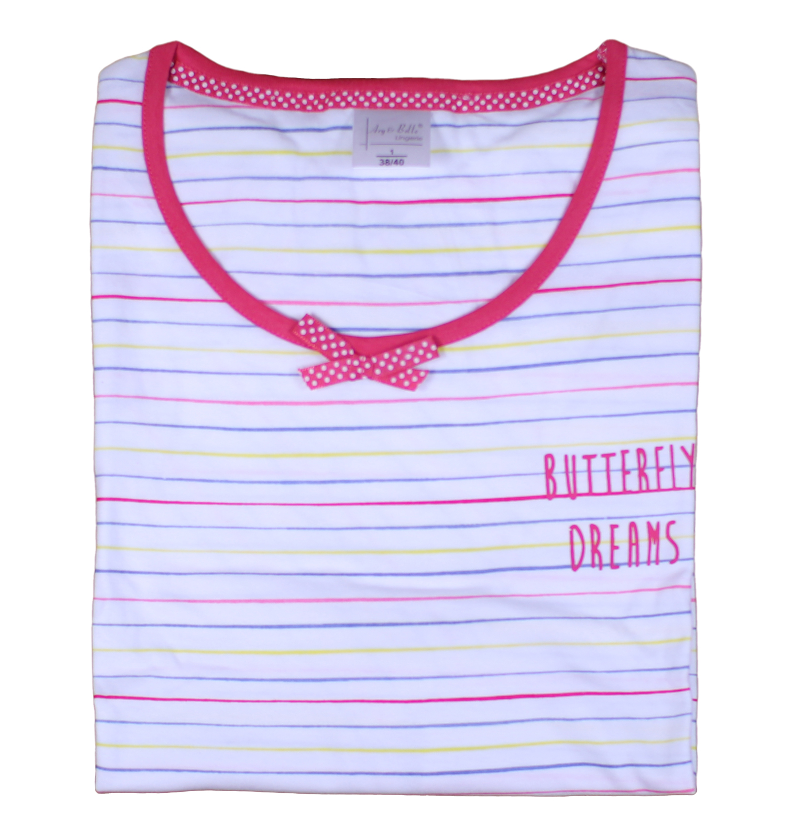 Pijama de mujer pijama de mariposa camiseta de algodón a rayas parte superior recortada PJ - Imagen 23 de 27