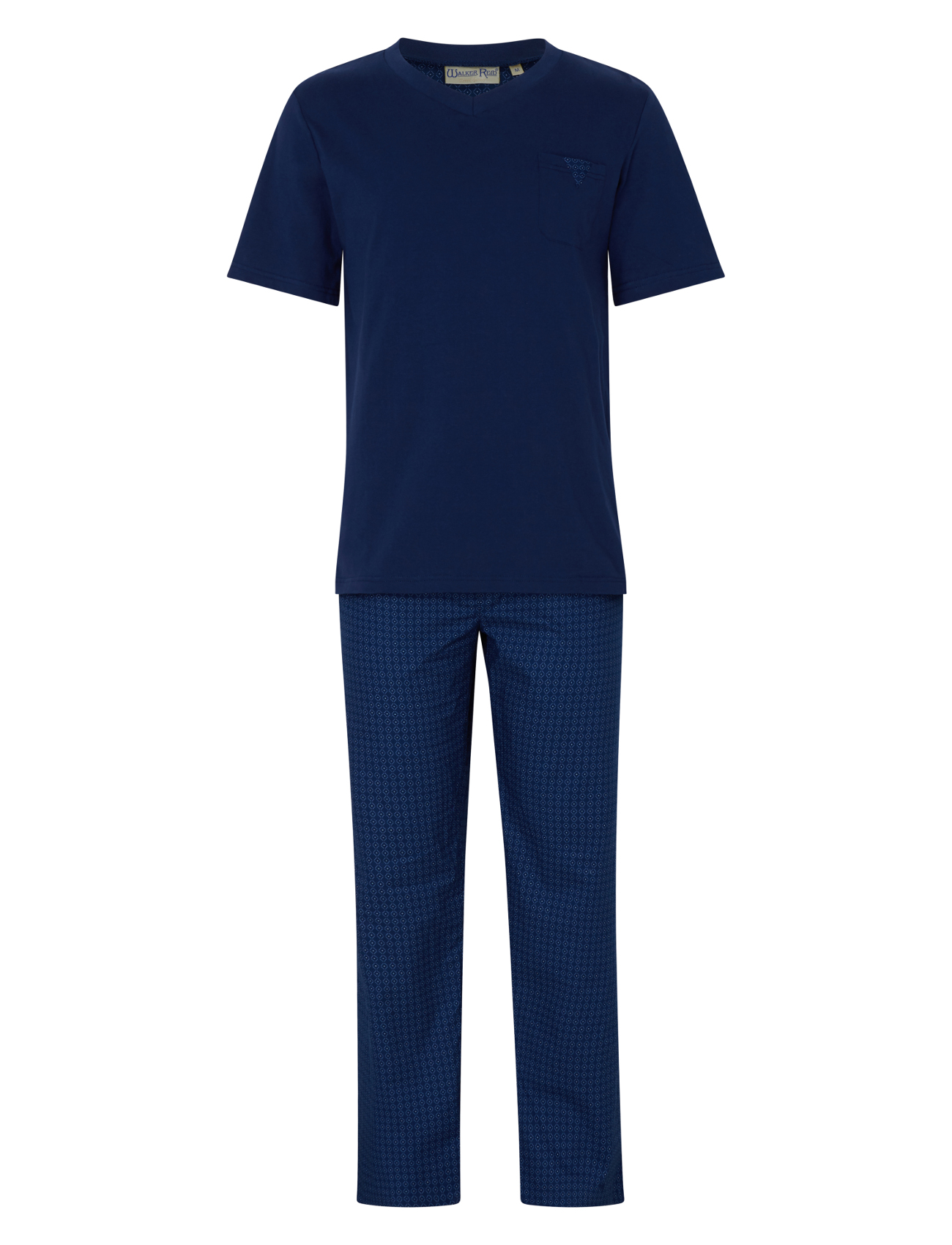 Conjunto de pijamas para hombre 100 % algodón caminante Reid pijamas jersey parte superior patrón diamante parte inferior - Imagen 10 de 12