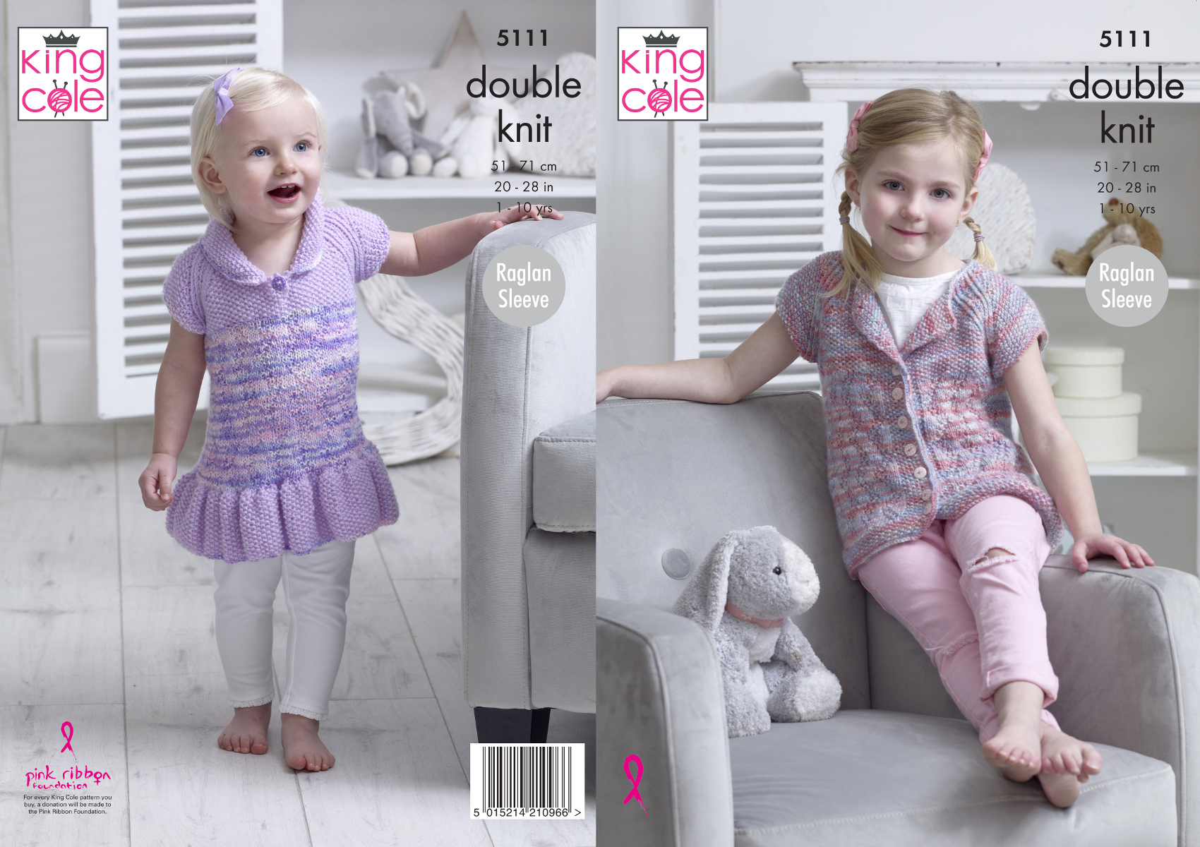 King Cole 5110 Knitting Pattern Sweater /& Cardigan in Comfort /& Comfort Kids DK