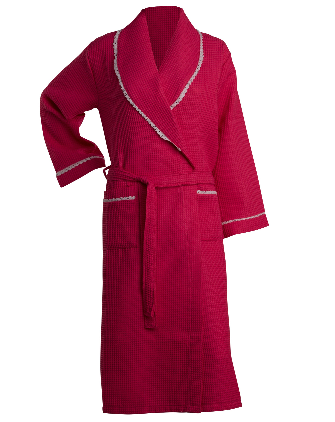 Bathrobe Womens Lightweight Waffle Lace Trim Dressing Gown Slenderella Nightwear - Picture 24 of 31