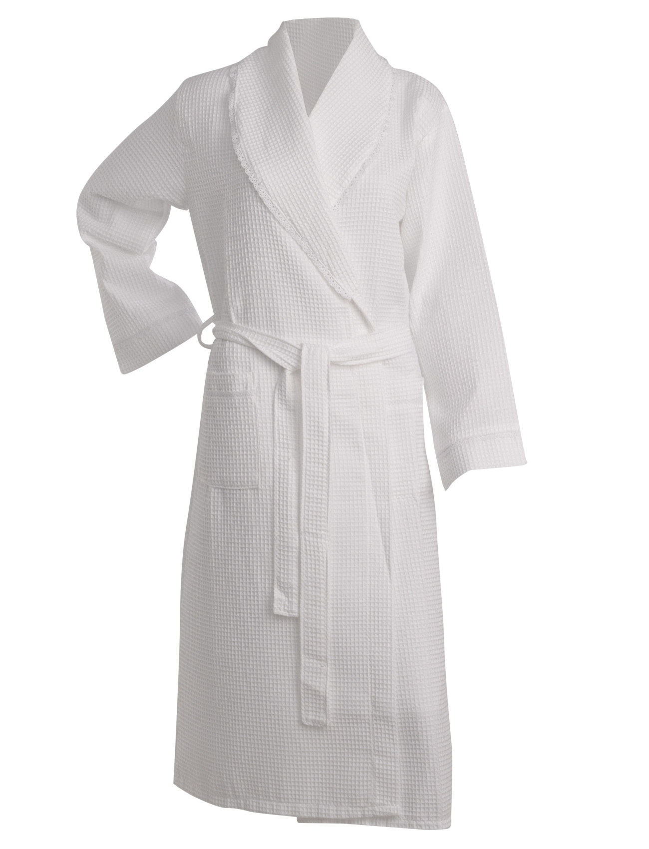 Bathrobe Womens Lightweight Waffle Lace Trim Dressing Gown Slenderella Nightwear - Picture 29 of 31
