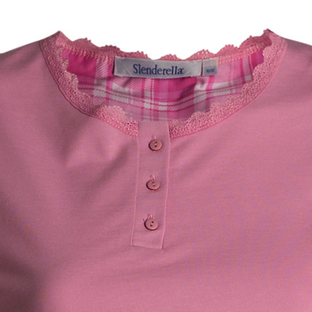 Pyjamas Set Ladies Slenderella Plain Short Sleeved Jersey Top Tartan PJ Bottoms - Picture 19 of 25