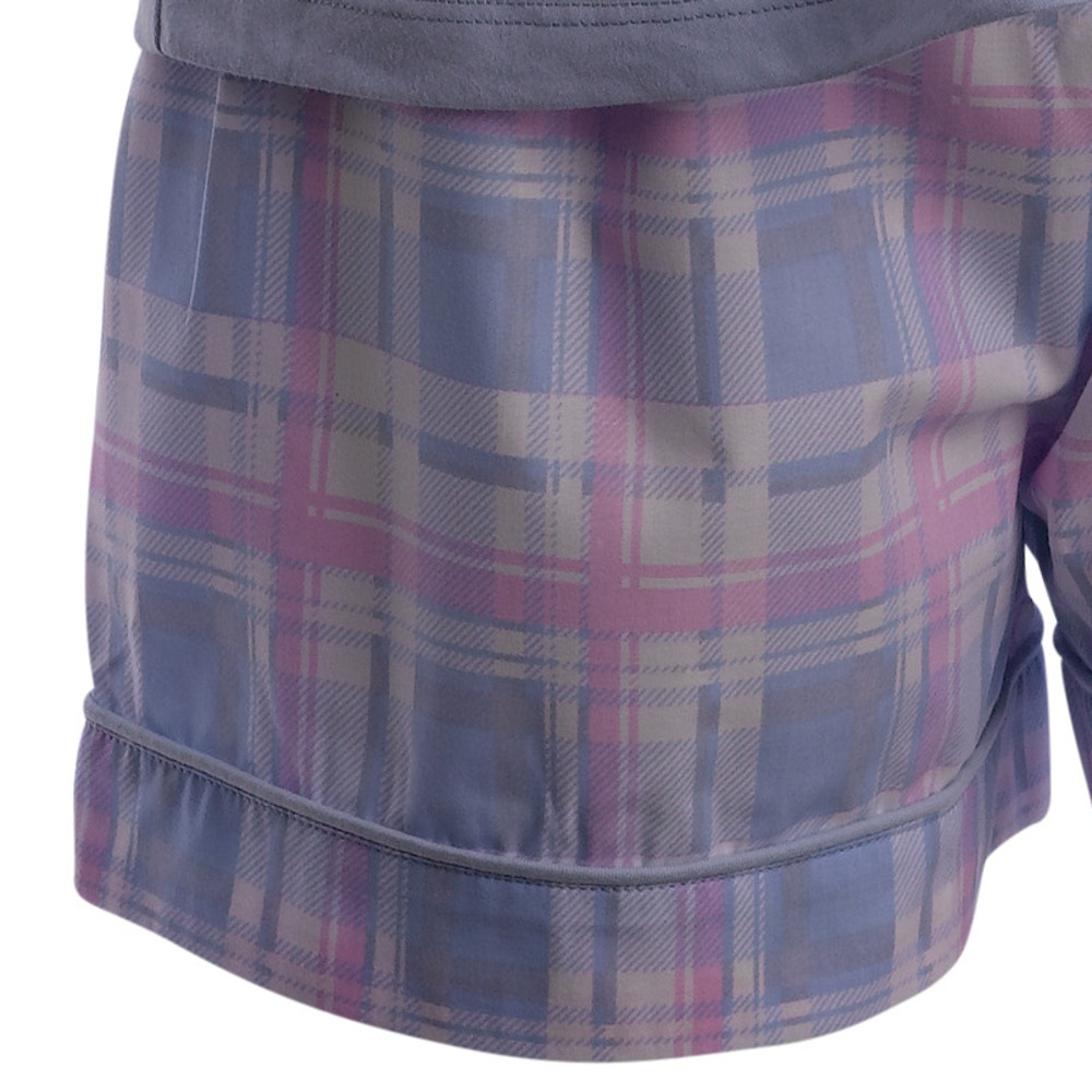 Pyjamas Set Ladies Slenderella Plain Spaghetti Strap Jersey Top Tartan Shorts - Picture 10 of 13