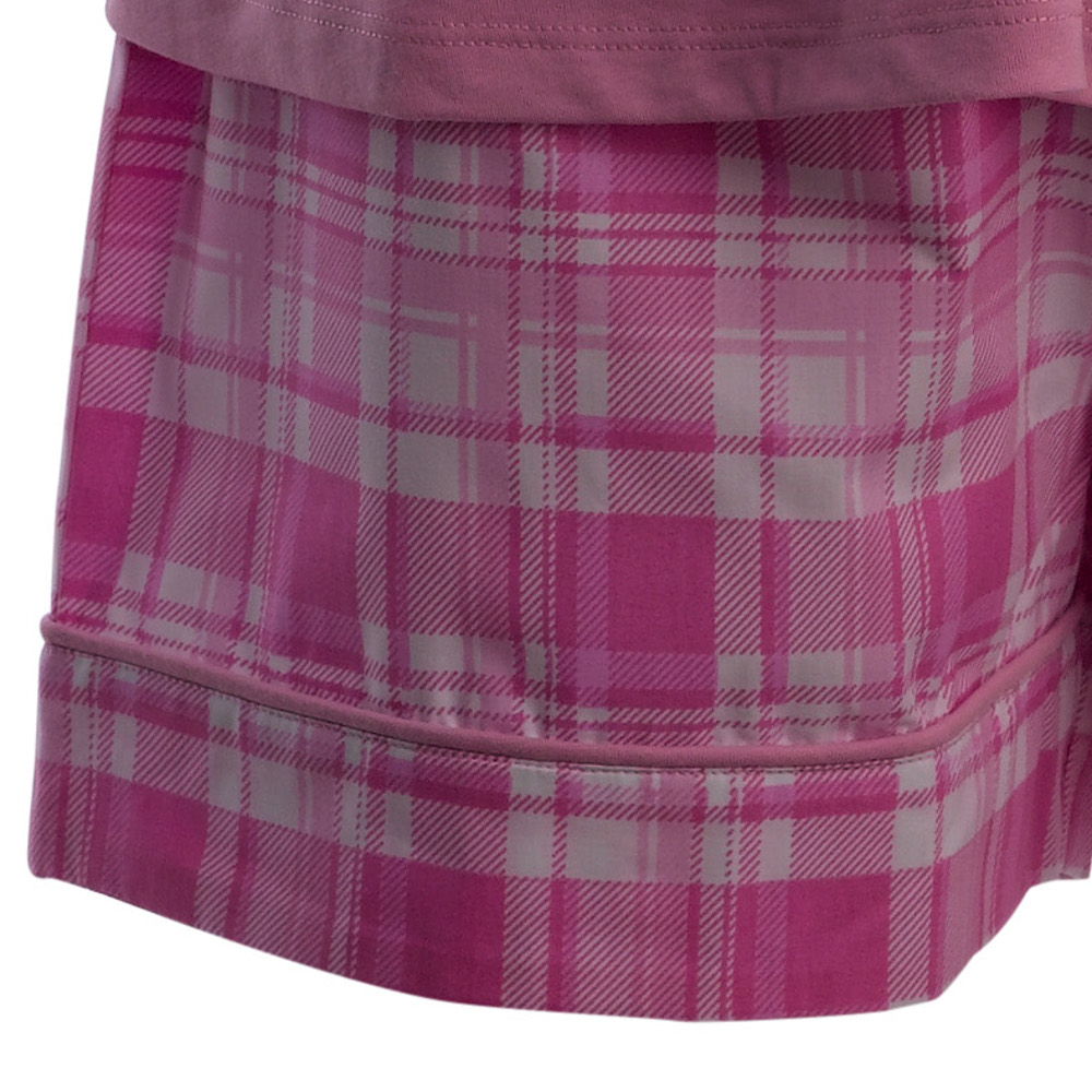 Pyjamas Set Ladies Slenderella Plain Spaghetti Strap Jersey Top Tartan Shorts - Picture 13 of 13