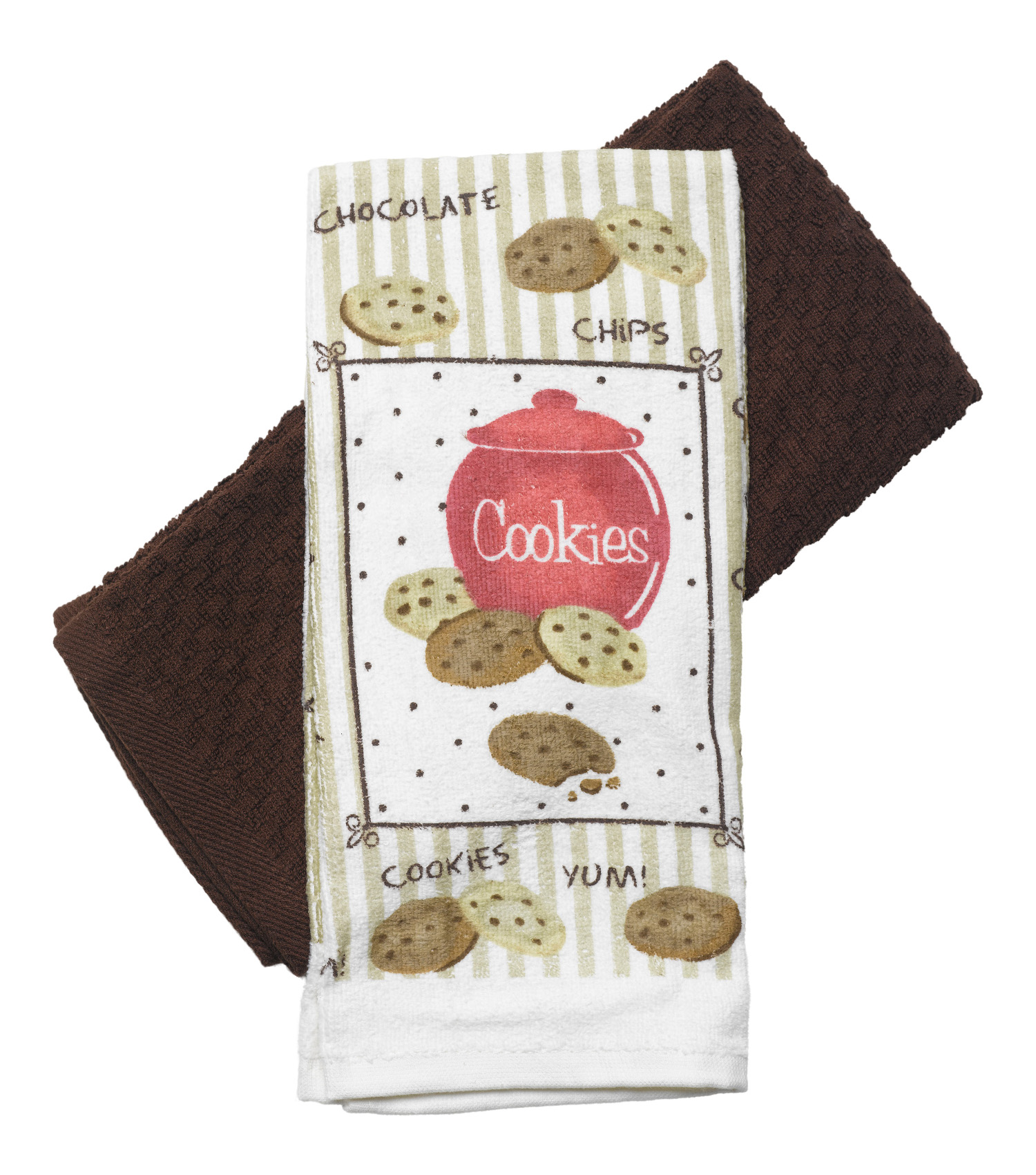 Pack of 2 Cotton Tea Towels 1 Plain Waffle & 1 Printed Kitchen Cloths 16" x 26" - Picture 5 of 7