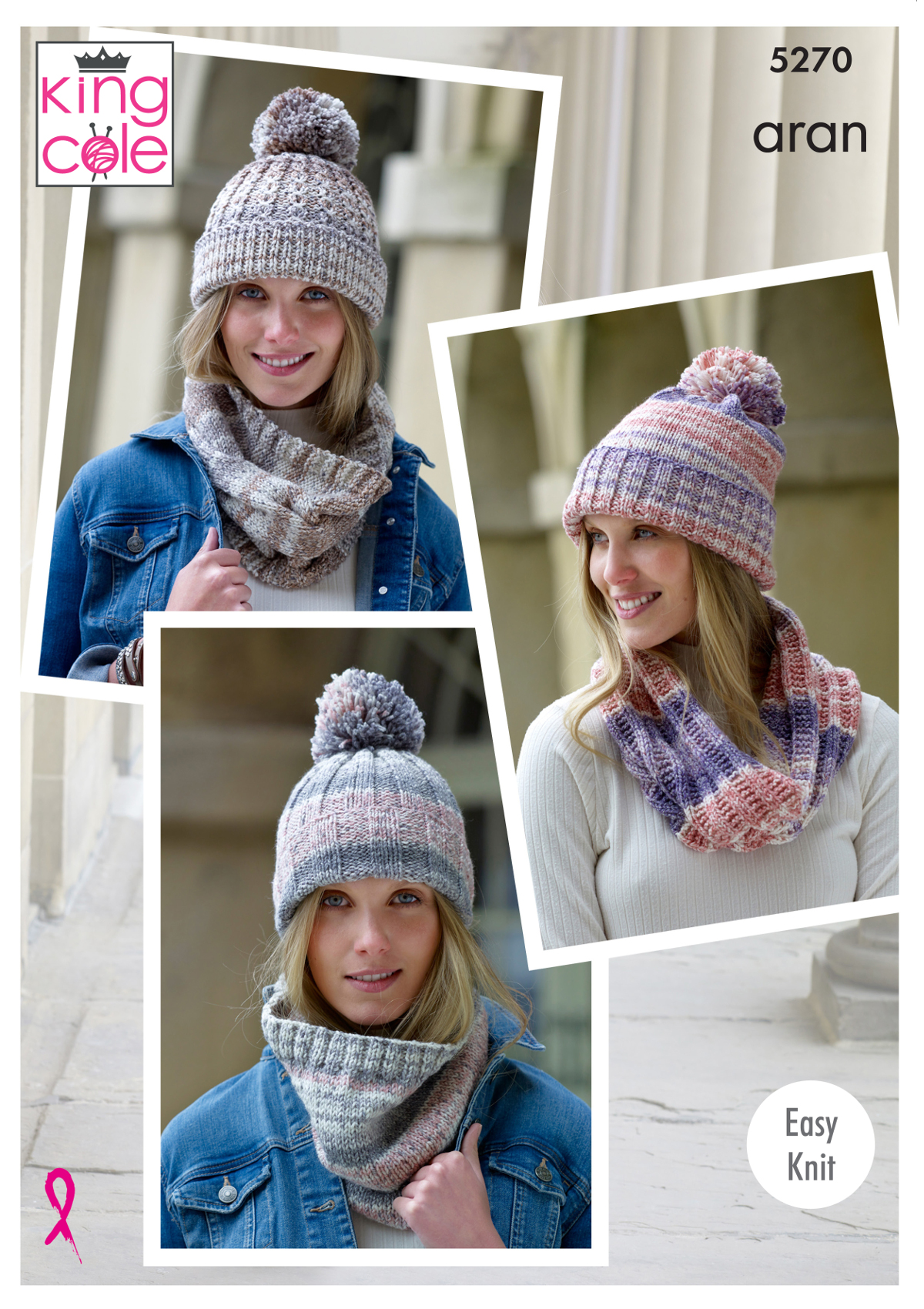 KNITTING PATTERN Ladies Easy Knit Hats and Cowls//Snoods Drifter Aran KC 5270