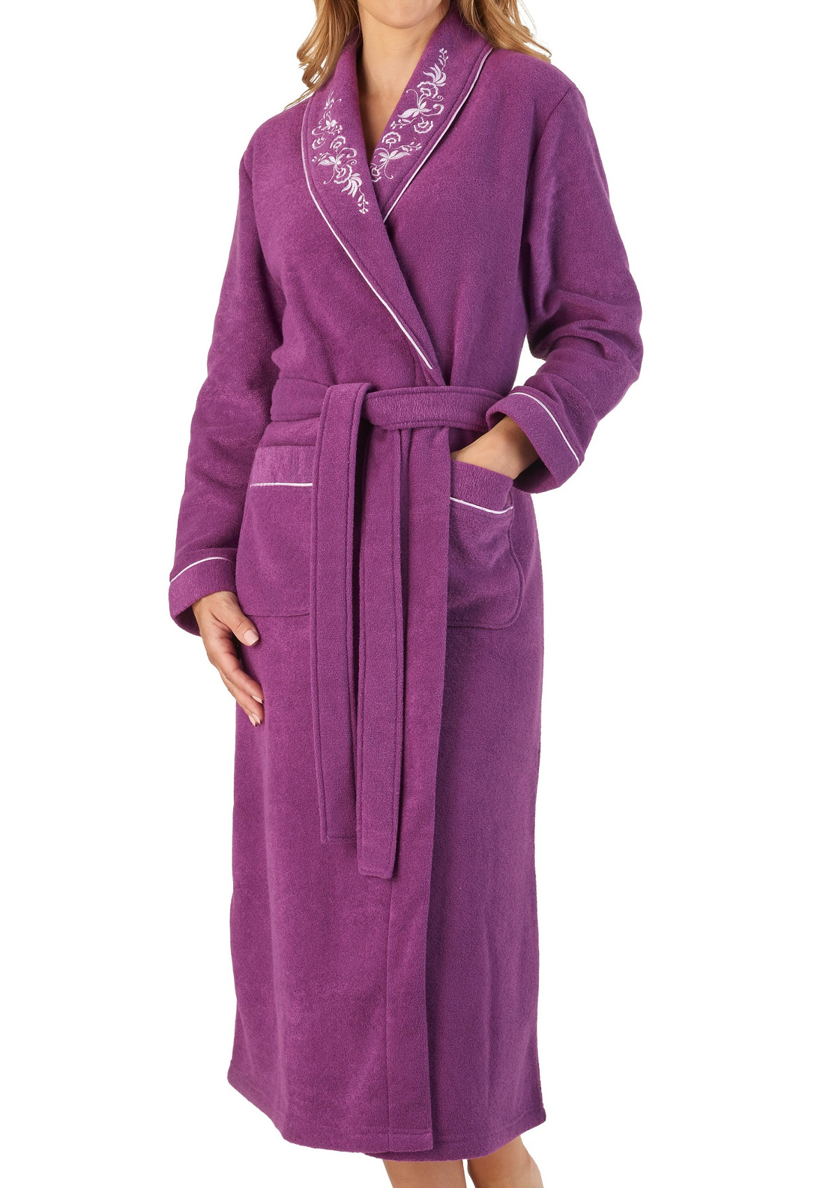 Vestaglia donna floreale avvolgente accappatoio Slenderella Boucle pile casa cappotto - Foto 29 di 46