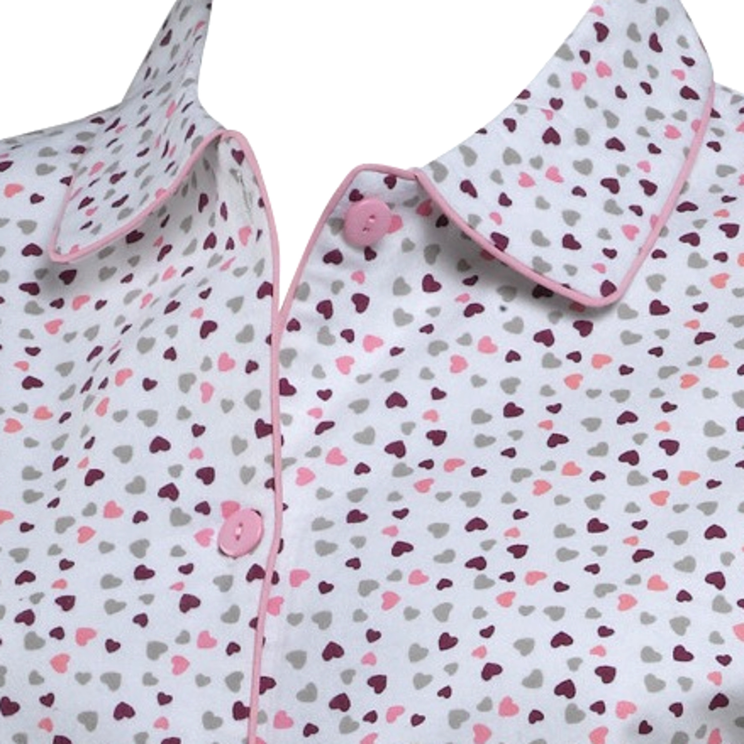 Womens Heart Pattern Pyjamas Ladies 100% Brushed Cotton Ladies PJs Set