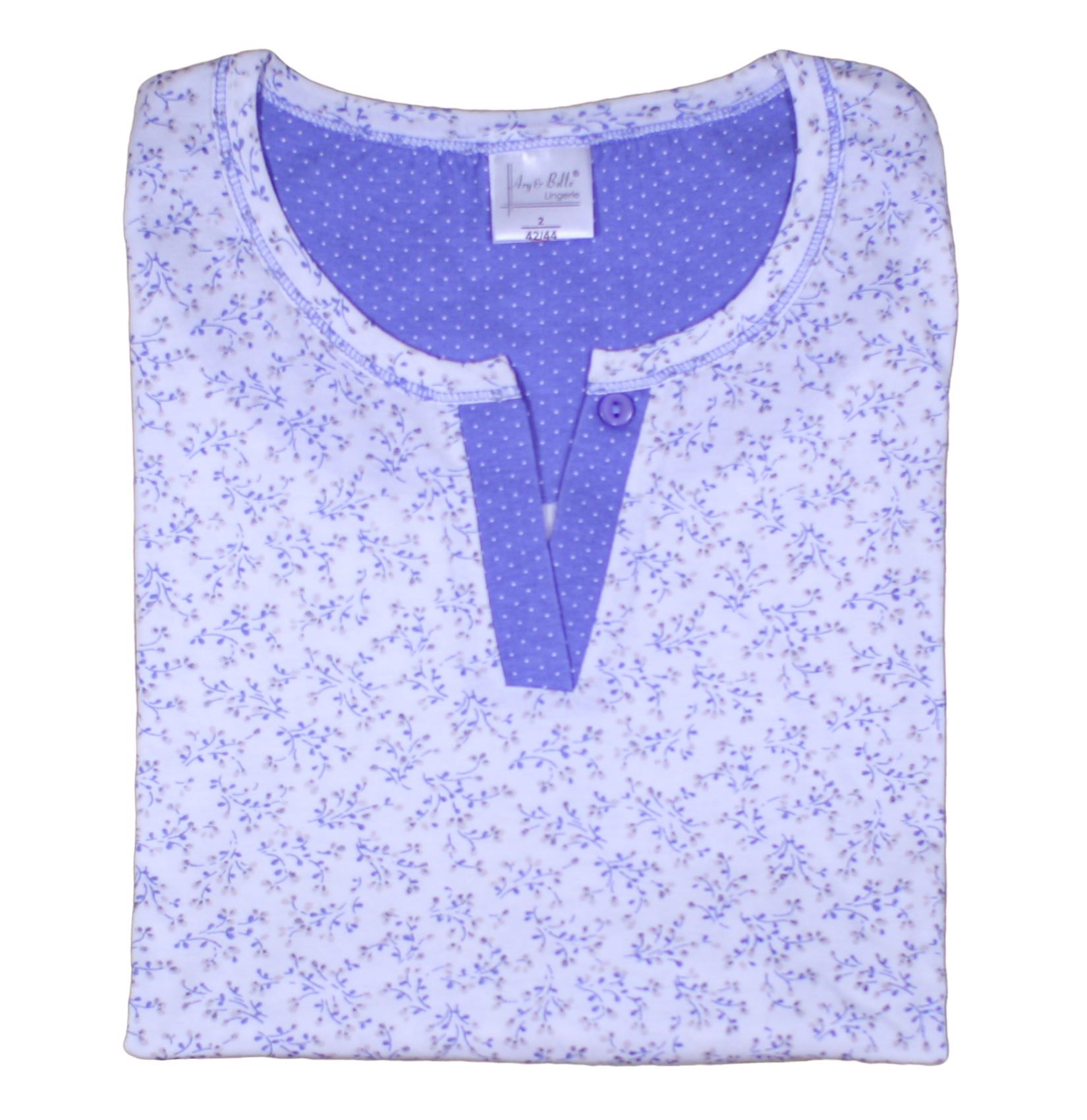 Pyjamas Womens Jersey Cotton Long Sleeved Floral Top & Polka Dot Bottoms PJs Set - Picture 11 of 22