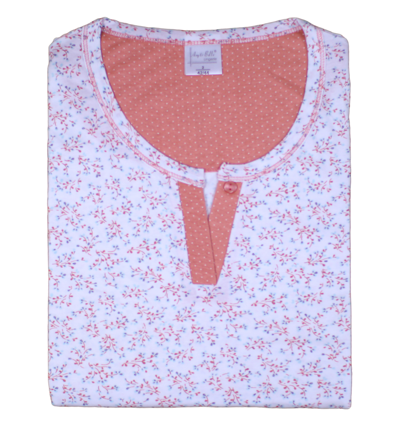 Pyjamas Womens Jersey Cotton Long Sleeved Floral Top & Polka Dot Bottoms PJs Set - Picture 19 of 22