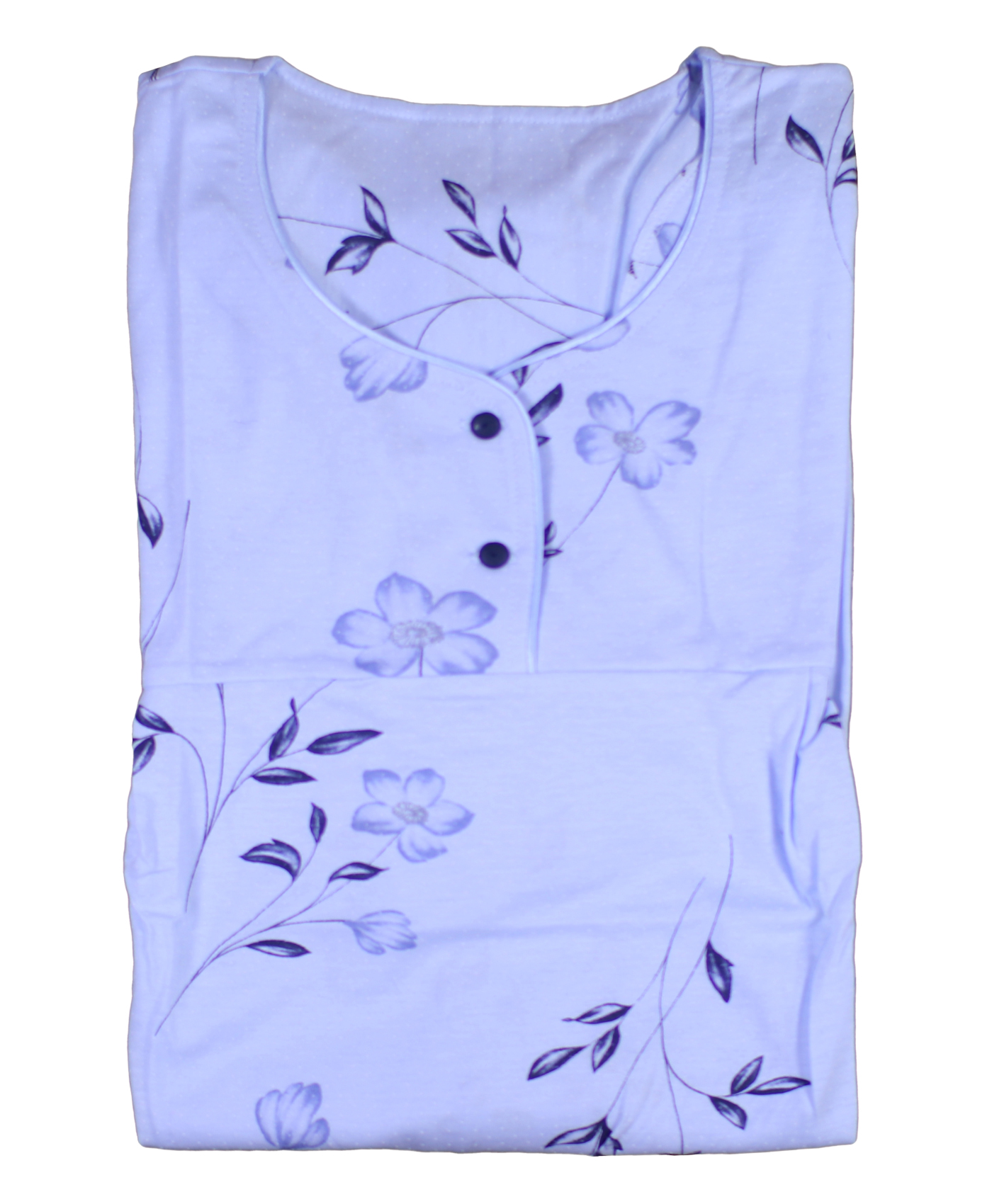 Camisón Damas Manga Larga Jersey Algodón Camisón Floral Cuello Redondo Camisón - Imagen 12 de 20