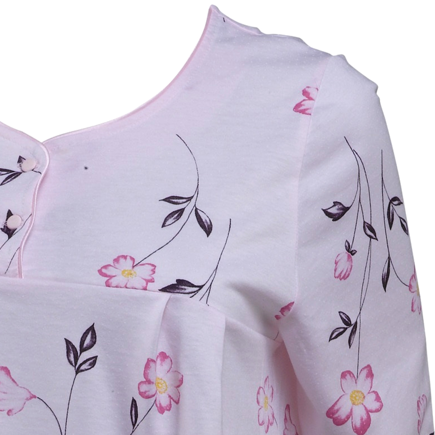 Camisón Damas Manga Larga Jersey Algodón Camisón Floral Cuello Redondo Camisón - Imagen 17 de 20