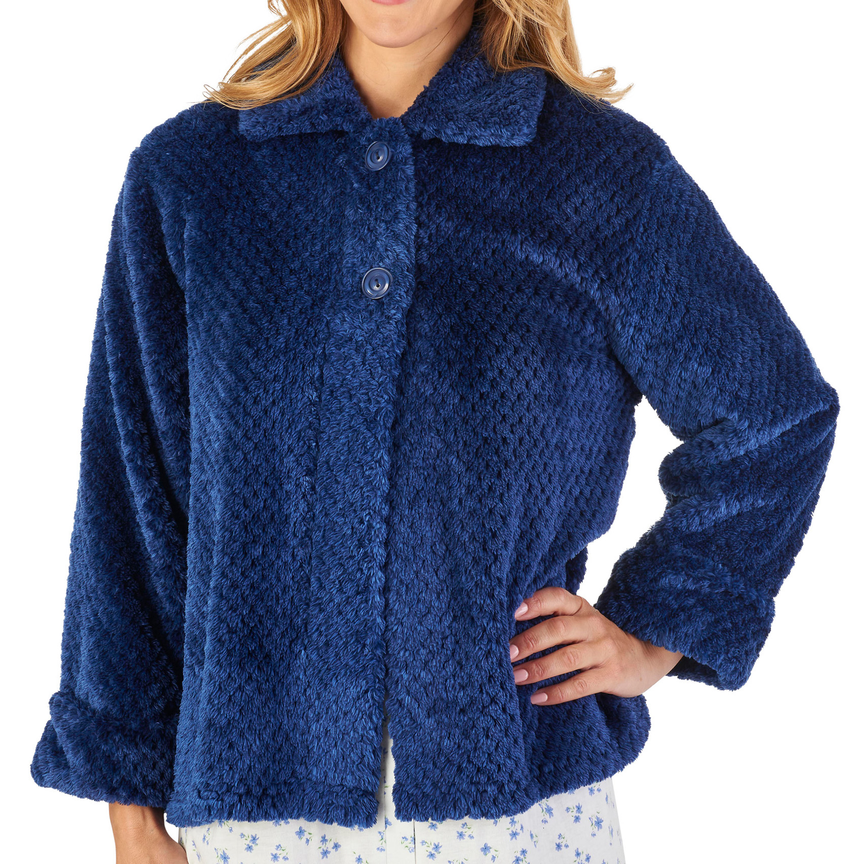 Slenderella Ladies Waffle Flannel Fleece Bed Jacket Womens Button Up House Coat | eBay