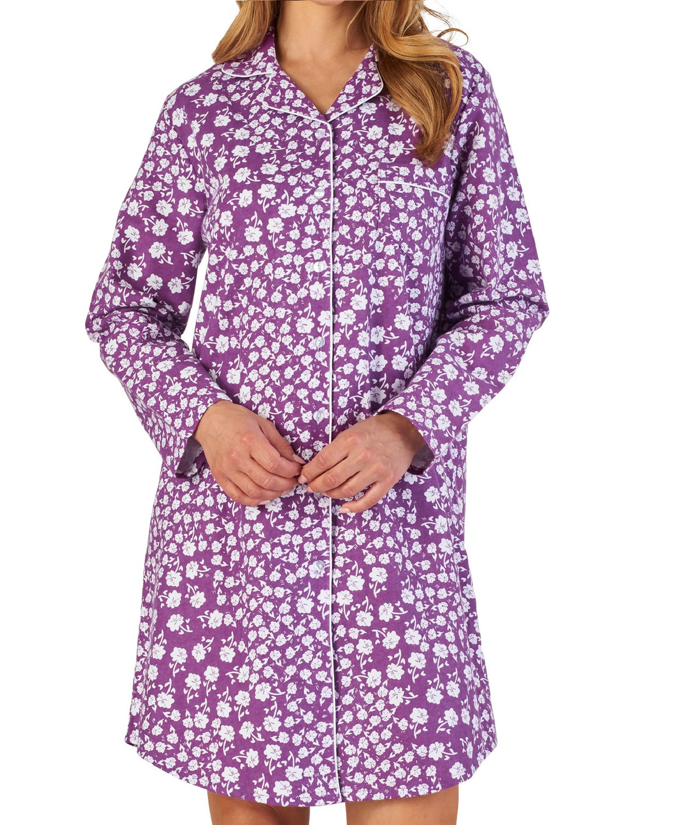 Floral Nightshirt Womens Slenderella Soft Cotton Flannel Printed Flower