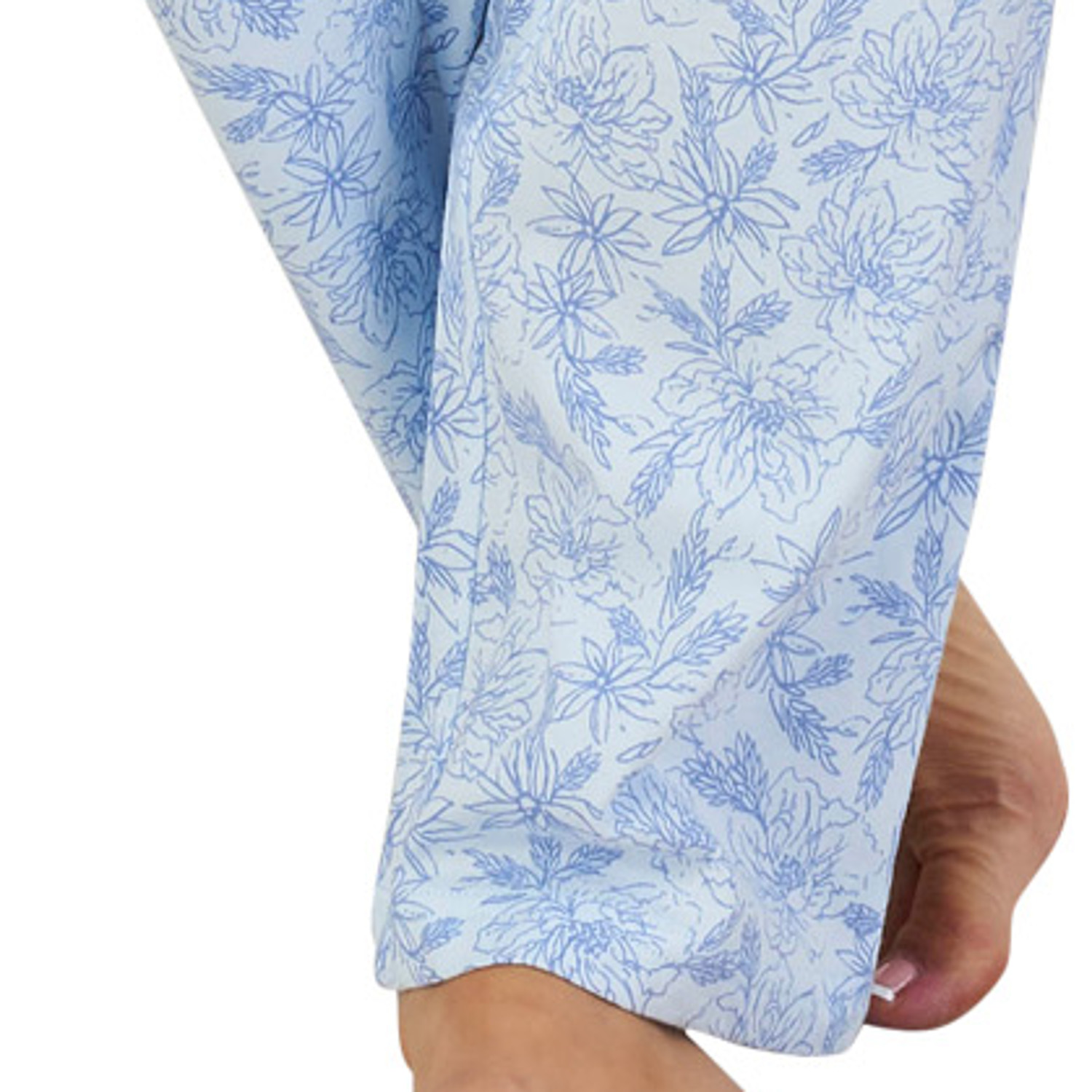 Ladies Slenderella Floral Meadow Pyjamas Button Up Top PJ Bottoms Jersey Cotton - Picture 16 of 40
