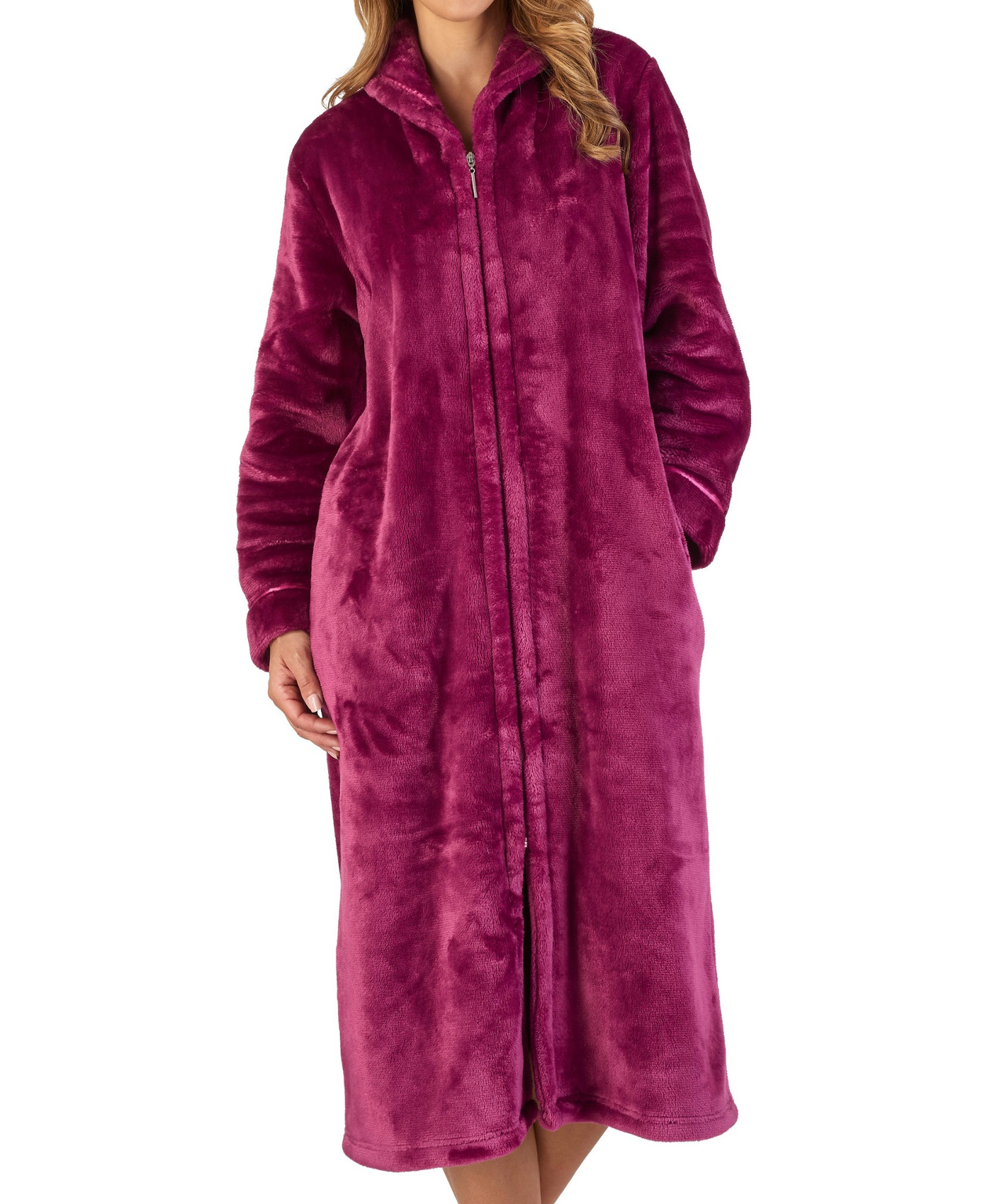 Dressing Gown Super Soft Flannel Fleece Ladies Zip Through Slenderella