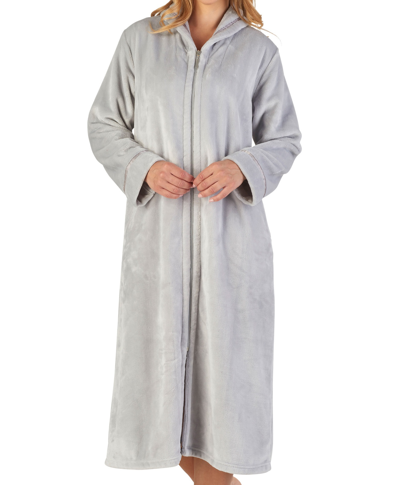 womens zip front flannel robe